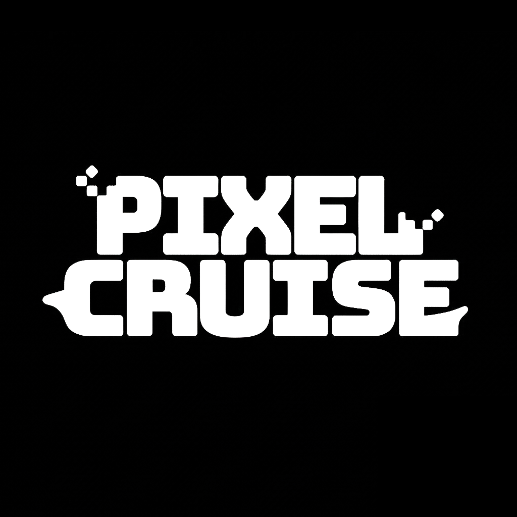 검은 배경에 하얀 글씨로 'PIXEL CRUISE'라고 적혀 있음.