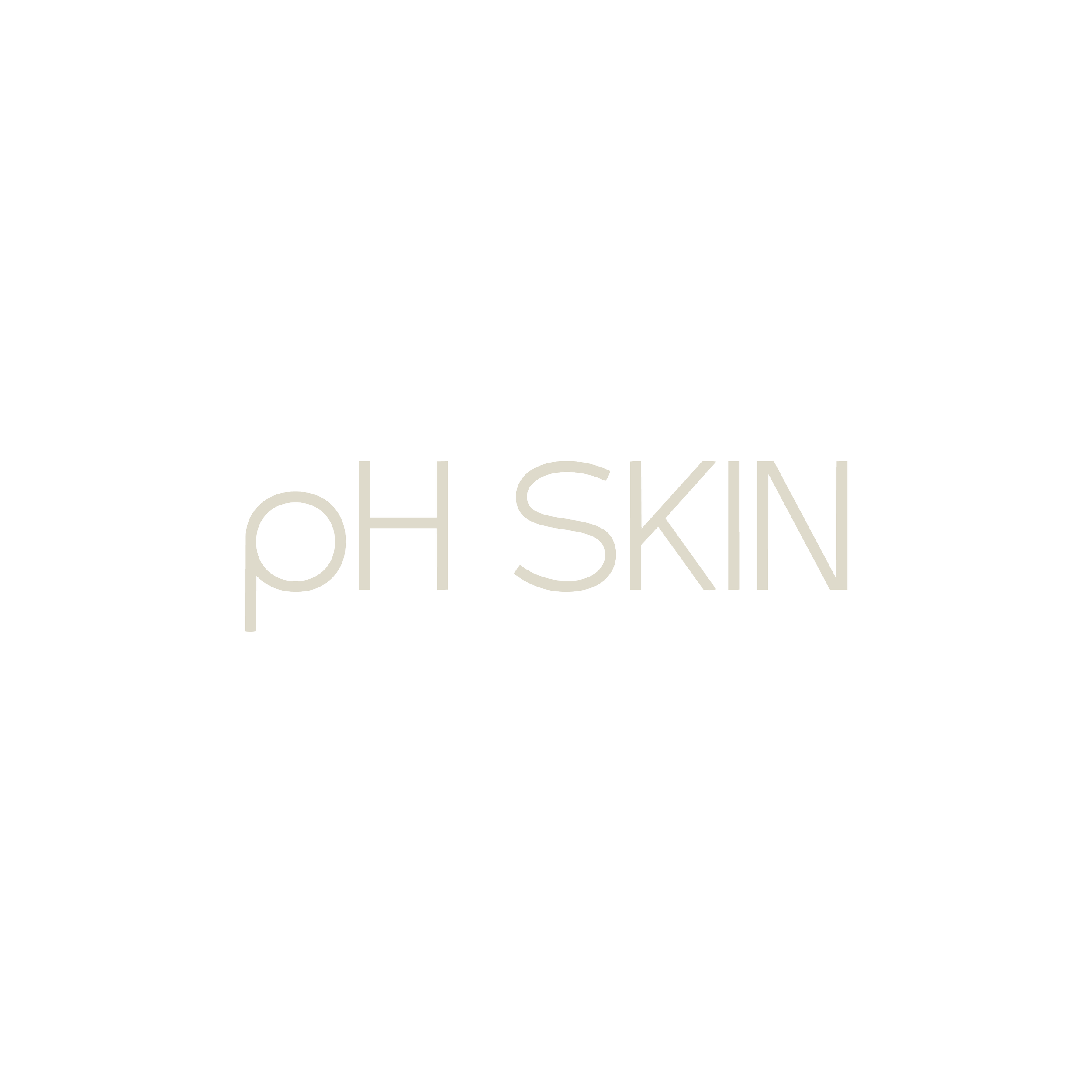 Black background with the words 'pH SKIN' written in light gray font.