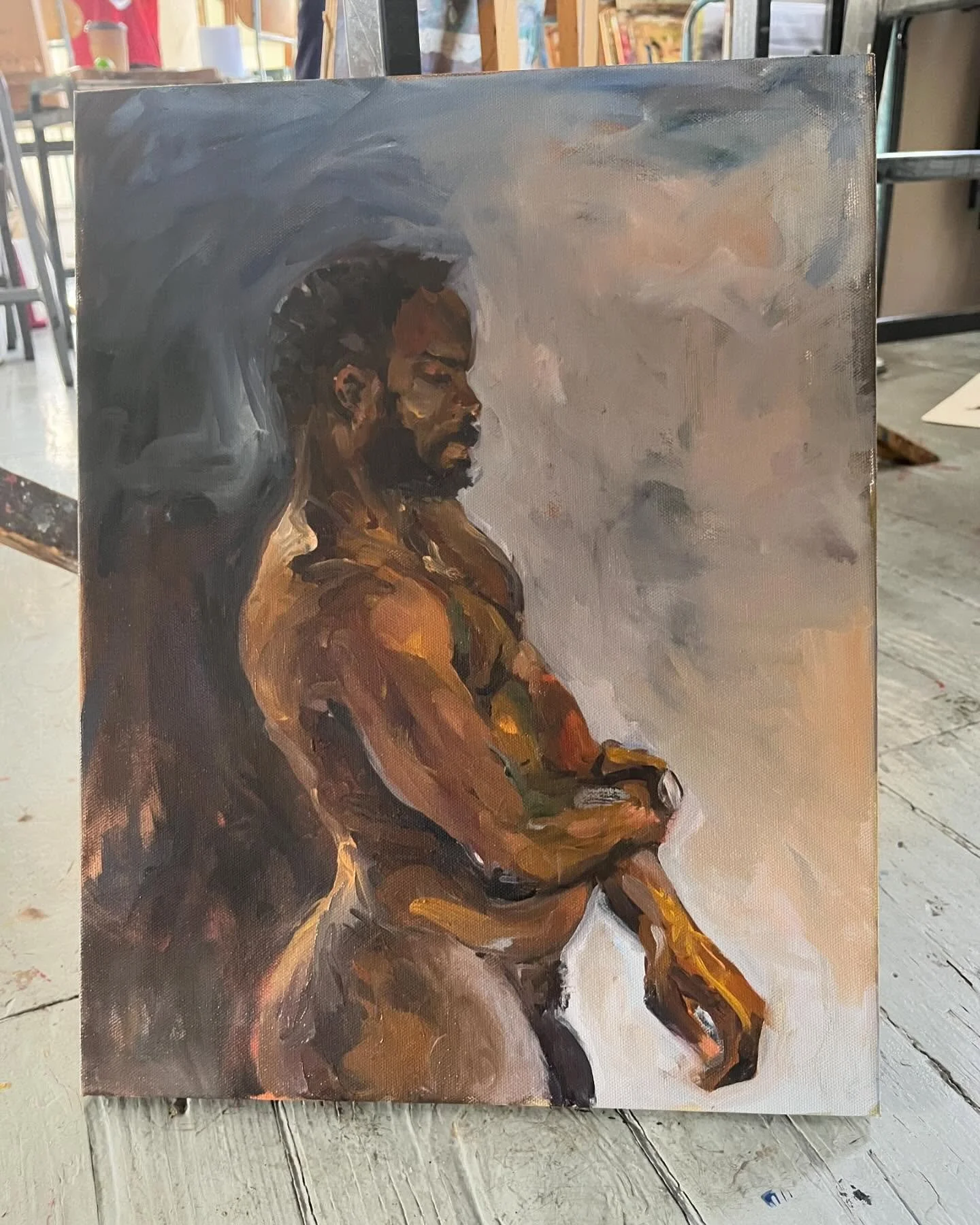 Morley life paintings of @lifedrawingchannel Matthew.  #portraitpainting #oilportrait #painting #paintinginaday #buyitnow