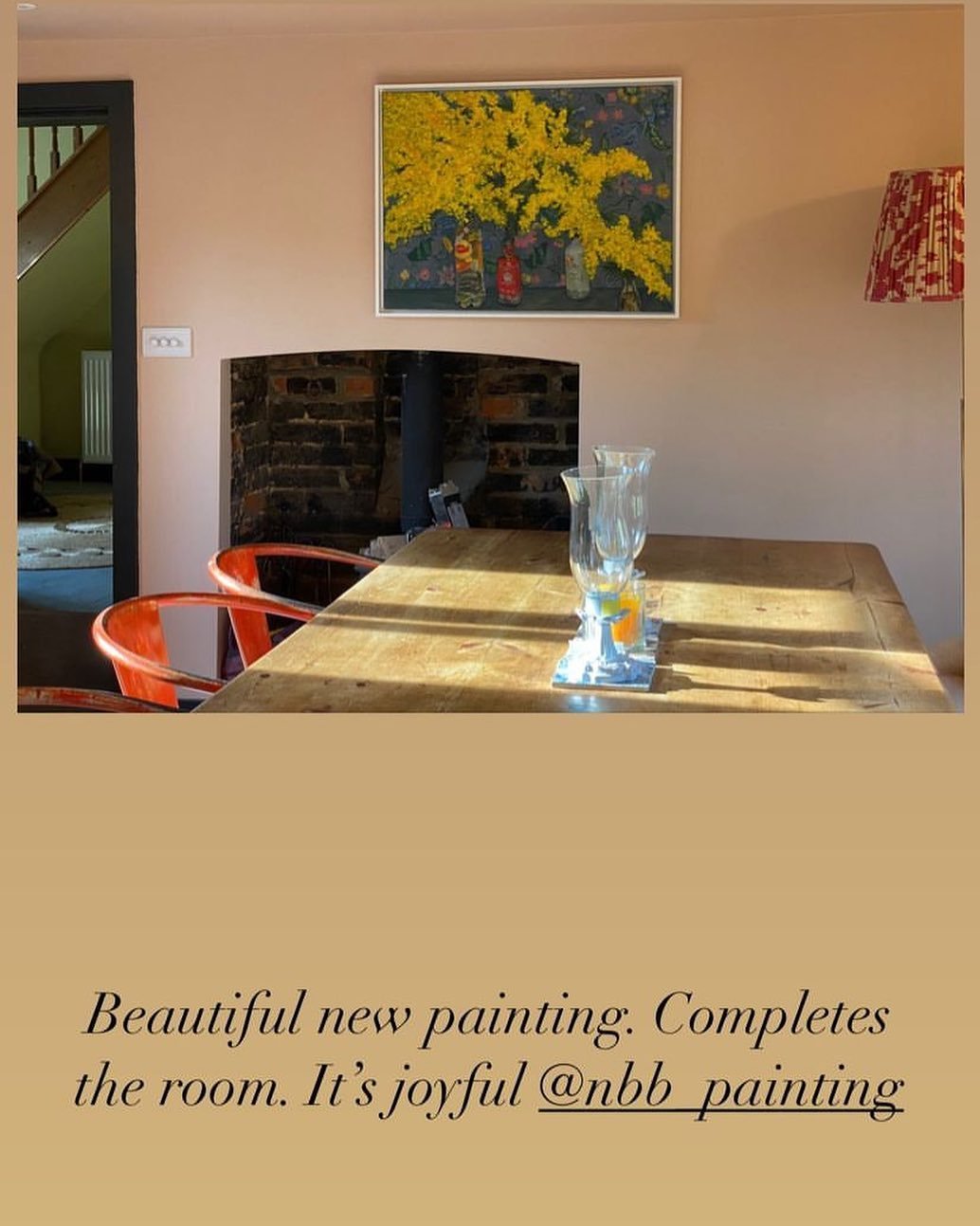 Thanks for sharing this lovely photo of your Mimosa painting in her new home @lucytud 💛