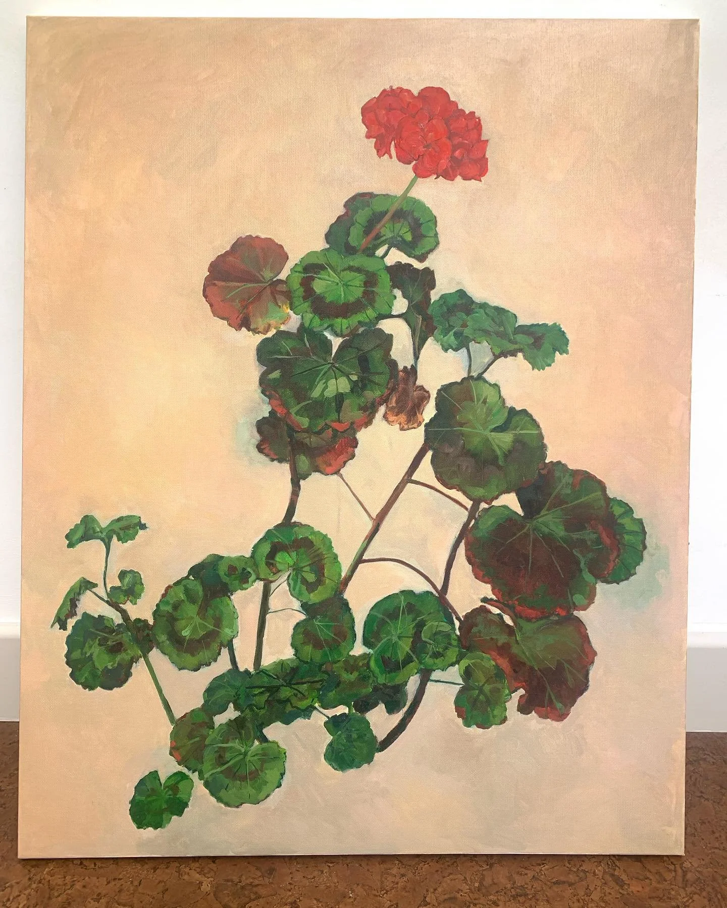 Last one in this studio - for sale if you&rsquo;re interested 💐61 x 76 cm.  it&rsquo;s been great, see you soon @alicepalmerco  #geranium #geraniumpainting #oilpainting #redflowers #geraniumsforever #ilovegeraniums