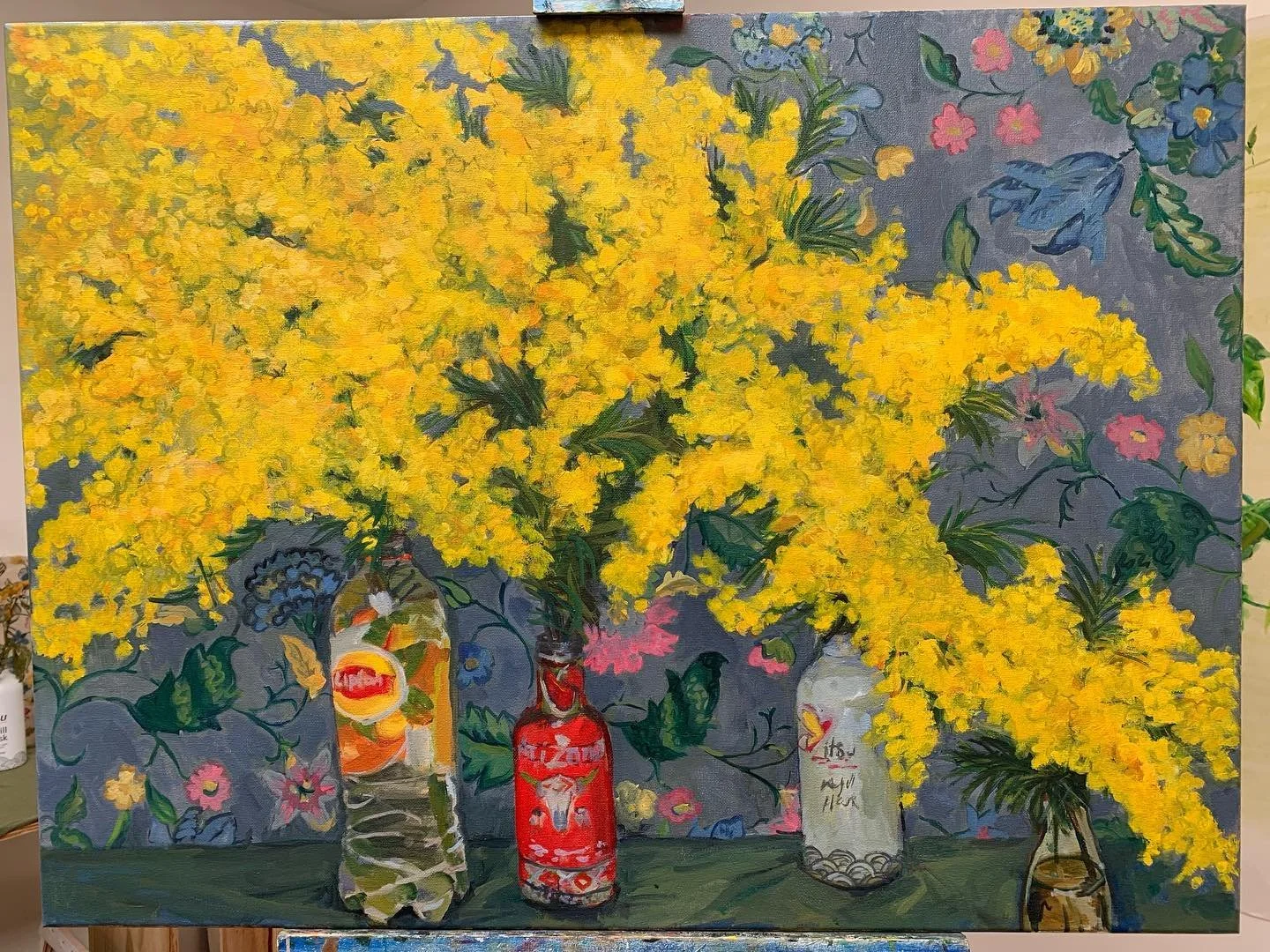 More Mimosa 💛  love that yellow so jolly  #oiloncanvas #mimosadreams #mimosa #mimosapainting