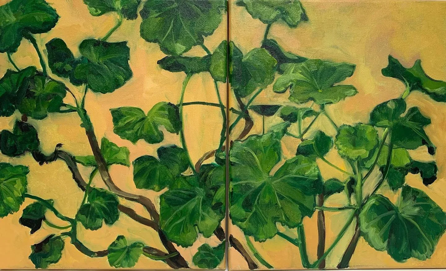 Golden Geranium diptych  #oilpainting #geranium #geraniumsofinstagram