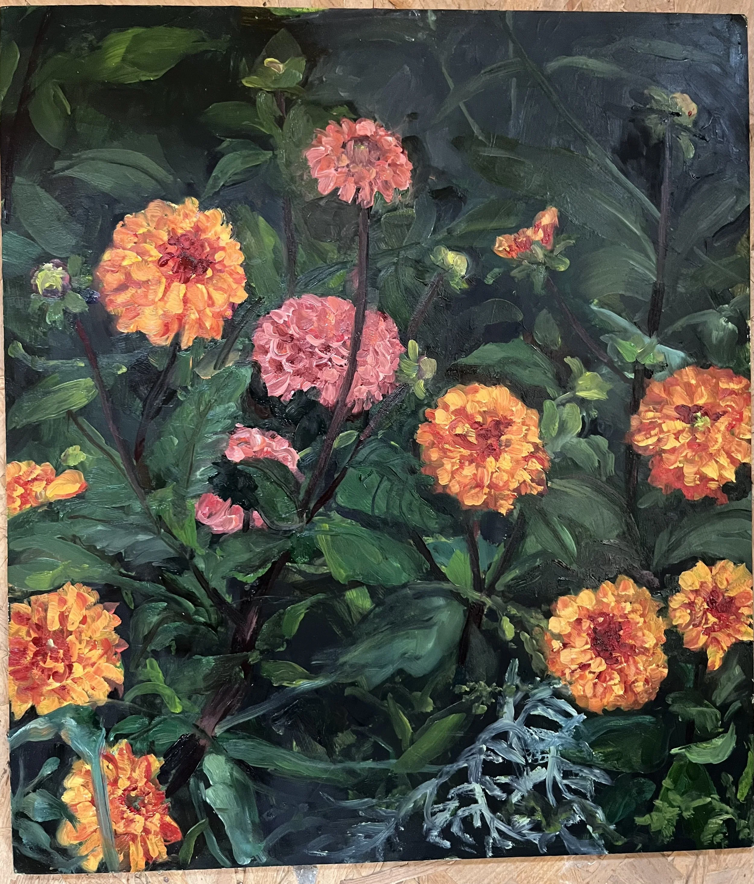 Orange Dahlias
oil on board
40 cm x 35 cm