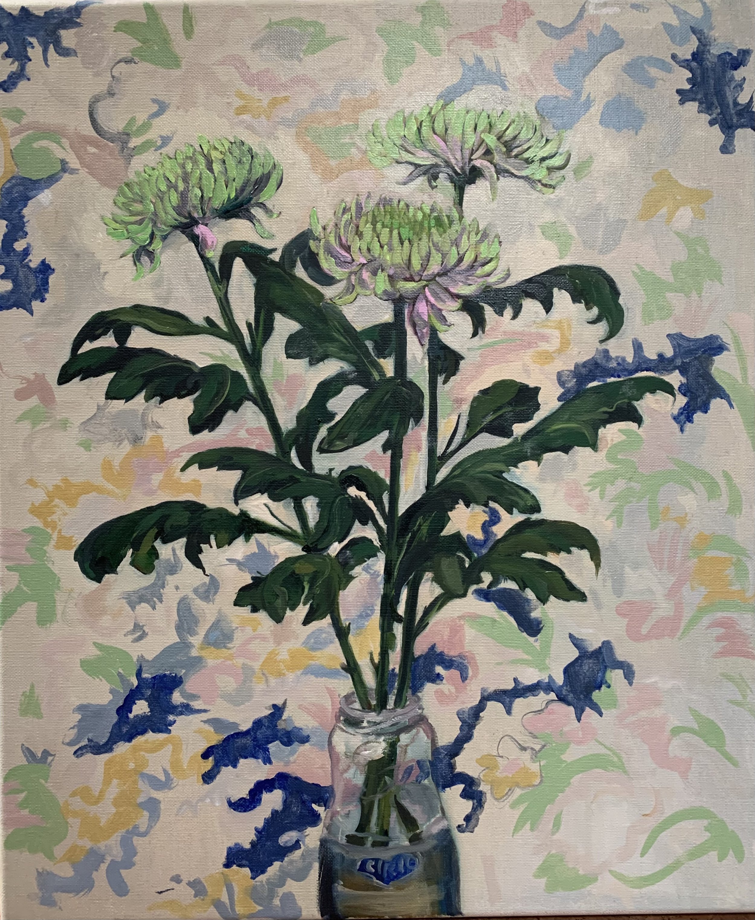 Chrysanthemums in a Jar
oil on canvas 50cm x 60cm
£500