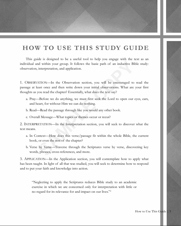 How to Use This Study Guide — observation, interpretation, and application method from Exploring Ezra