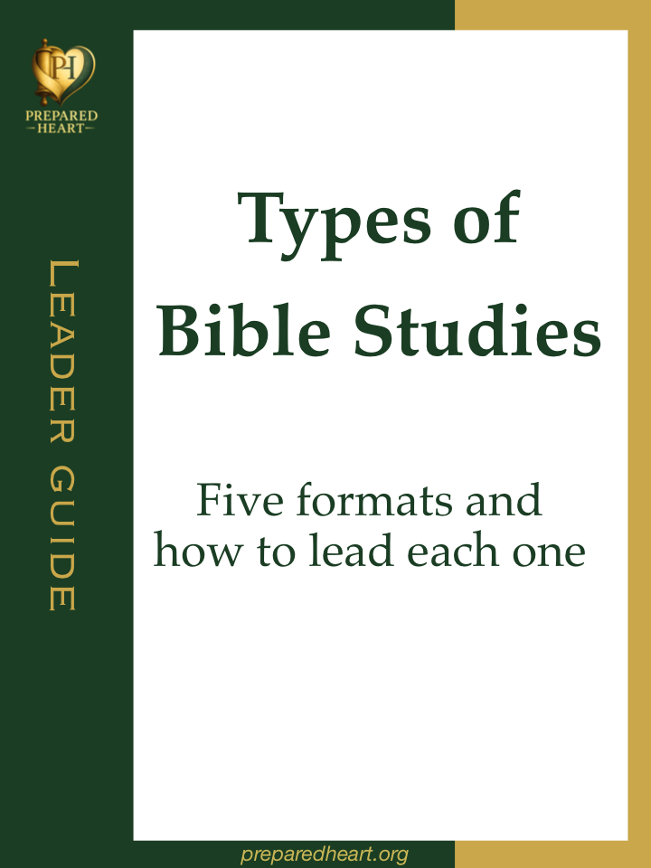 Types of Bible Studies: Five Formats and How to Lead Each One guide cover from Prepared Heart