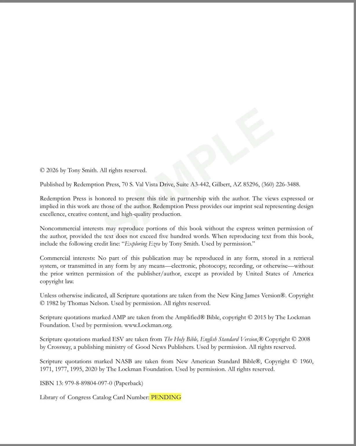 Exploring Ezra Copyright Page