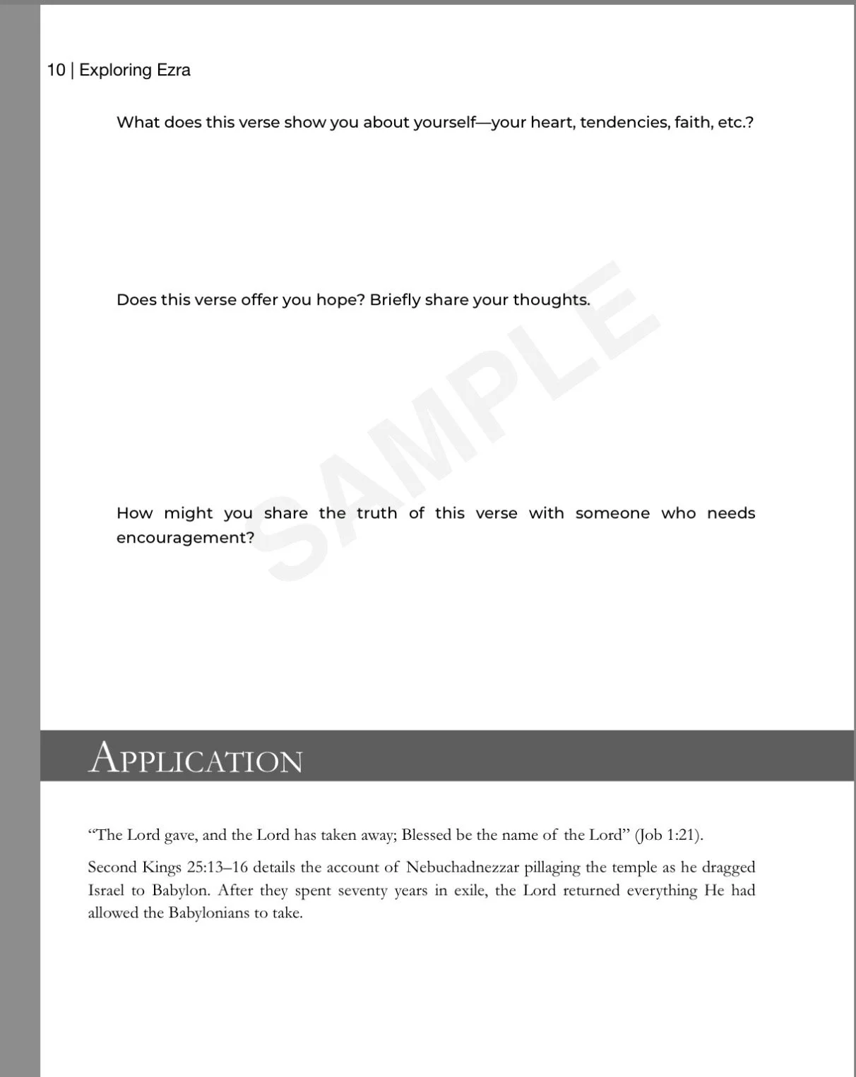 Exploring Ezra study guide — observation and application questions, Lesson 1