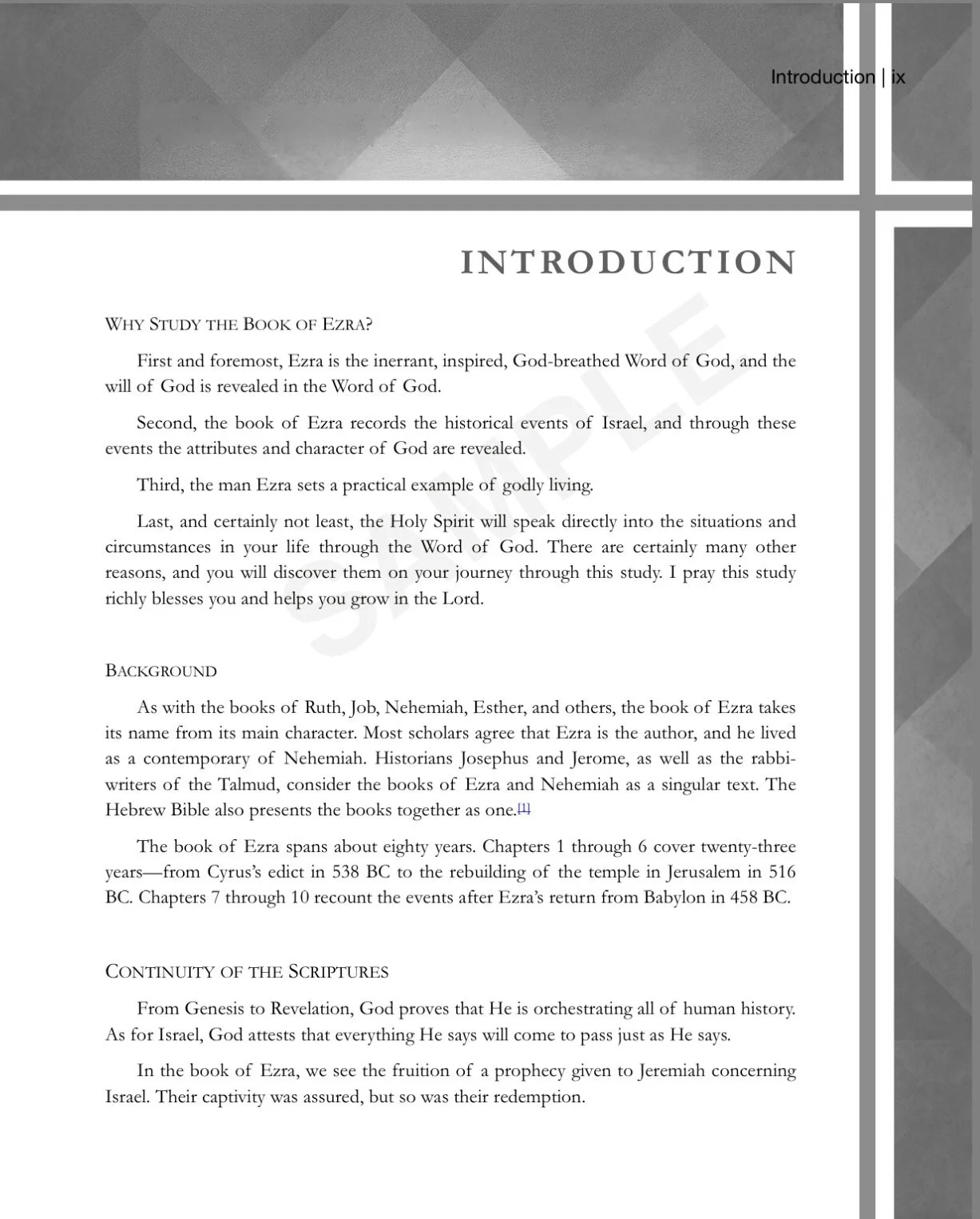 Exploring Ezra Sample Introduction Pages
