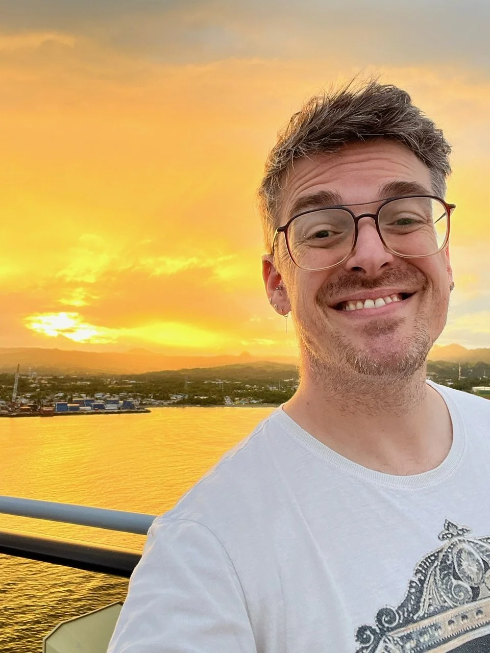 Travel moment at sunset during curated vacation experience