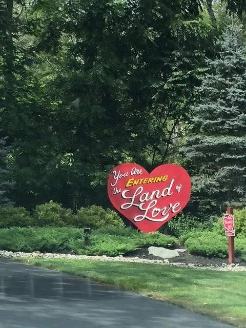 Quirky roadside attraction during character-driven road trip