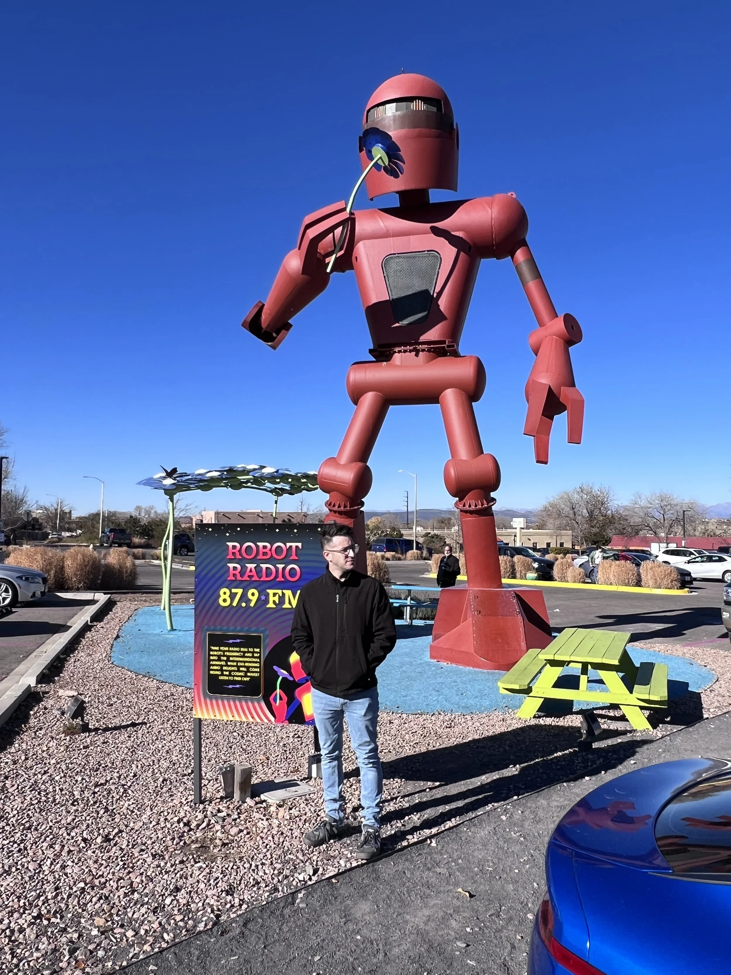Unique roadside art installation during offbeat travel stop