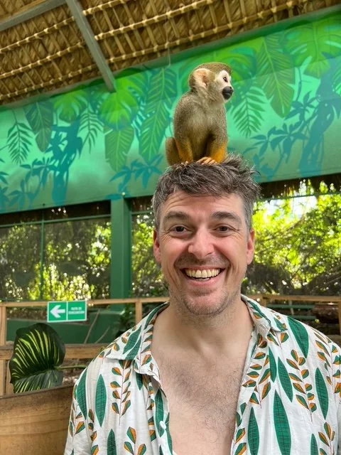 Playful travel moment during immersive destination experience