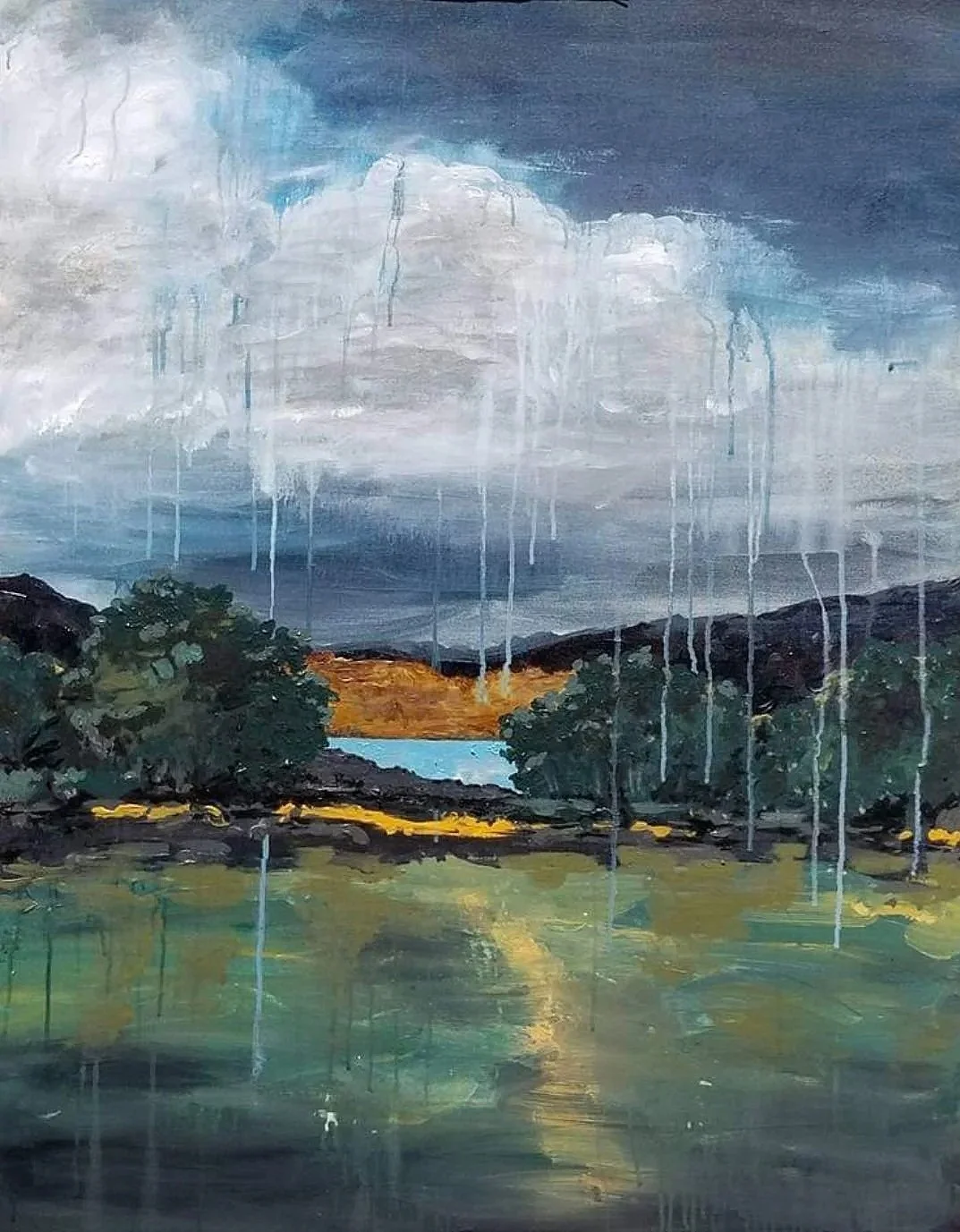 "Landscape" Acrylic painting on canvas-30"x40" Exhibited at Blue Line Arts Gallery's Membership Medley Show (Roseville, CA)- 2019 (NFS- Private collection)