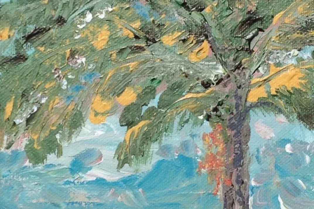 "Palm Fronds" Acrylic paint on canvas-5"x7"