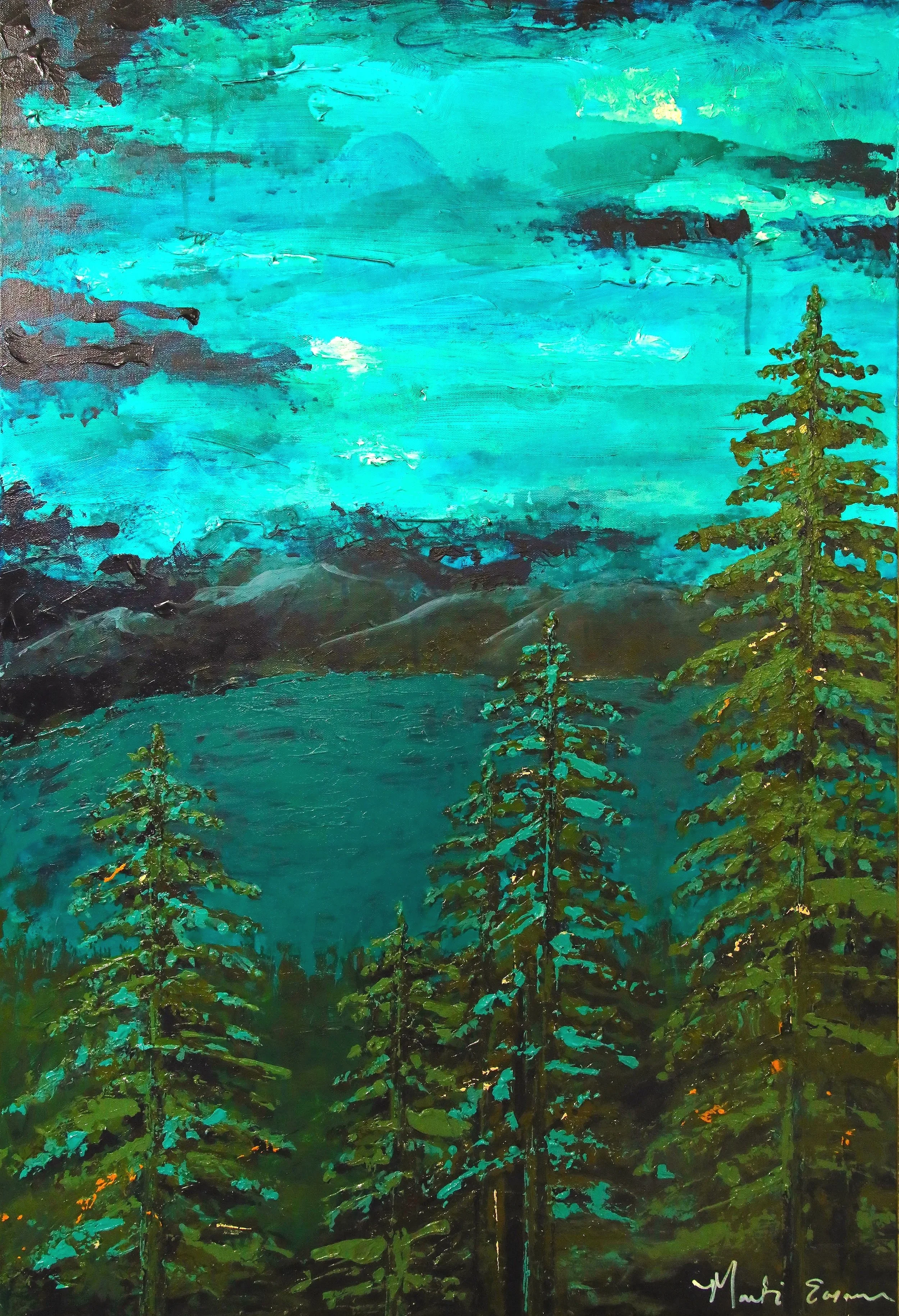 "Tahoe Blue" Acrylic paint on canvas-24" x 36" (1.5" canvas thickness) 