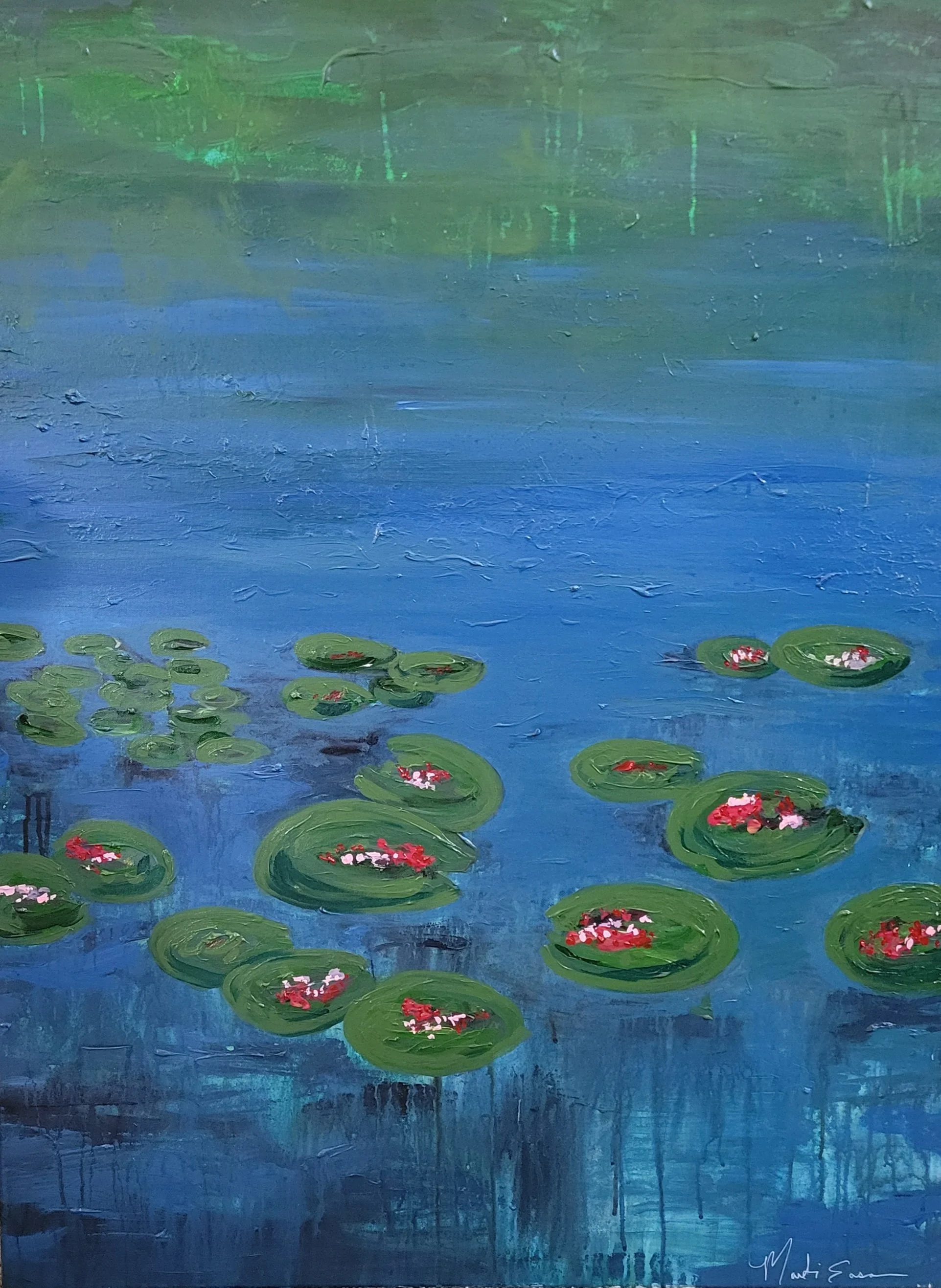 "Into the Blue" Acrylic paint on canvas-30" x 40" Exhibited at Blue Line Arts Membership Medley Show- 2022