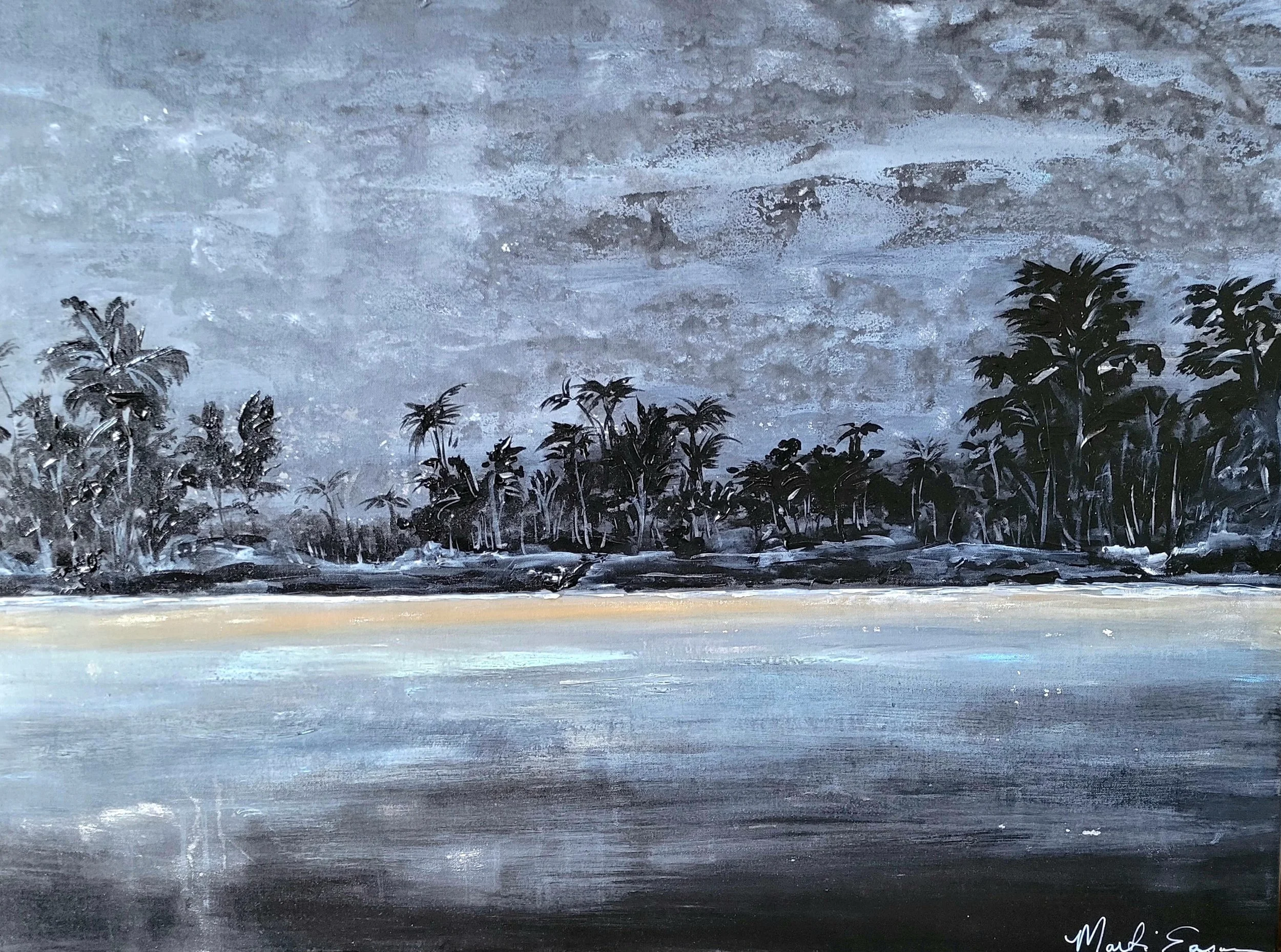 "Night Scene" Acrylic paint on canvas-30" x 40" 
