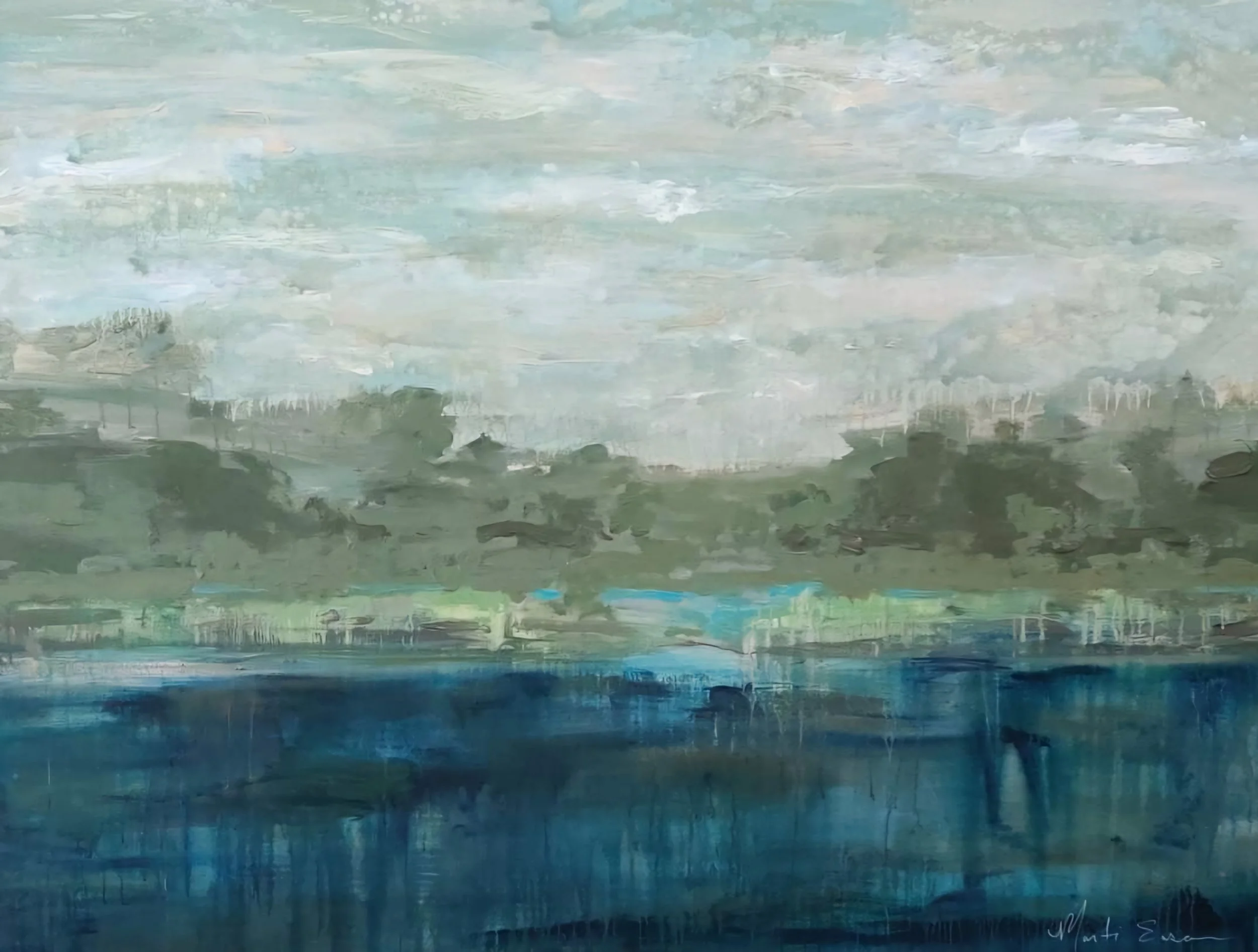 "Still Water" Acrylic paint on canvas- 36"x 48" Exhibited at Blue Line Arts Gallery 's Membership Medley Show (Roseville, CA)- 2020 (NFS-Private collection)