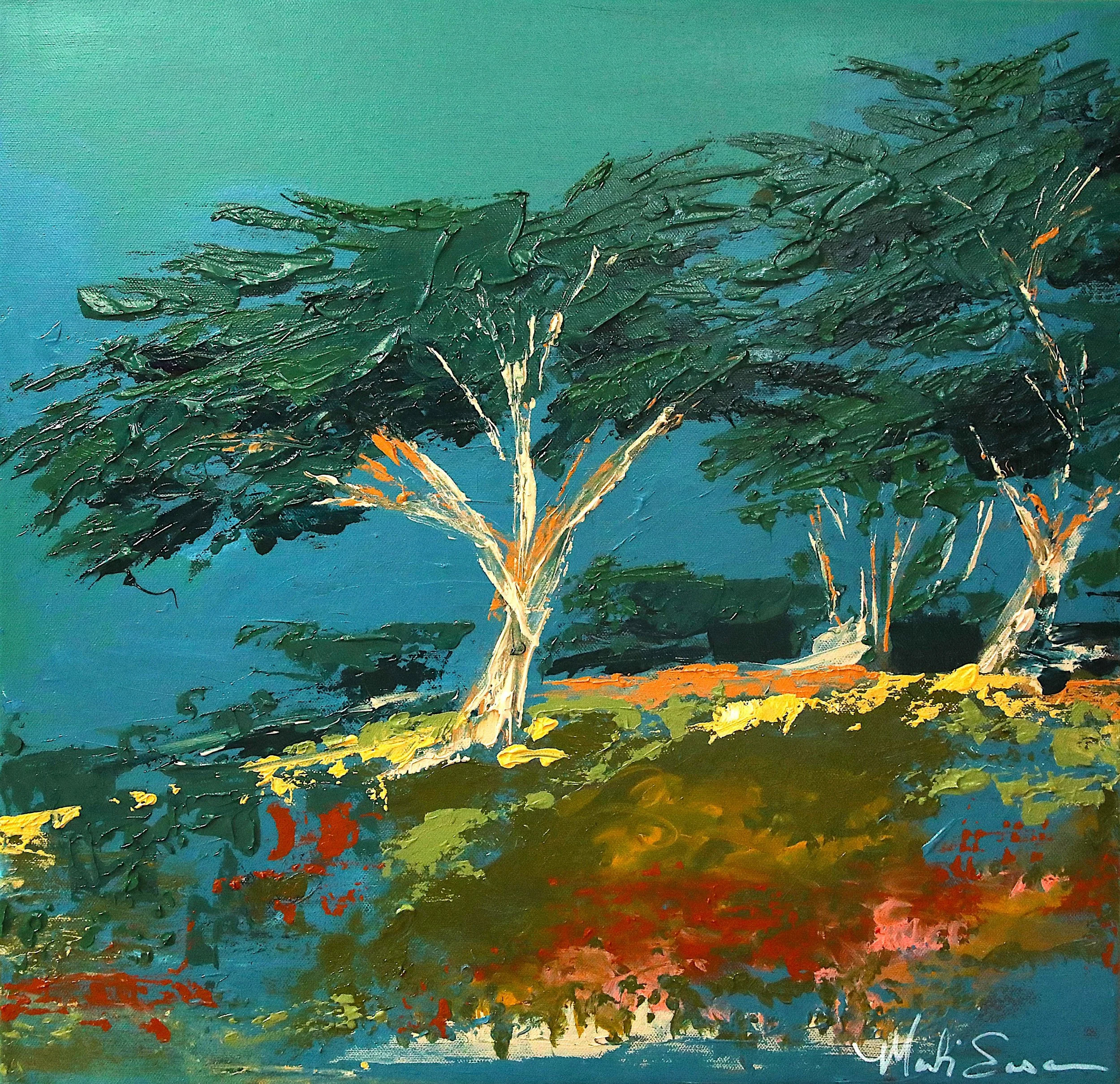 "A Visit to Carmel" Acrylic paint on canvas-20" x 20" (1" canvas thickness)