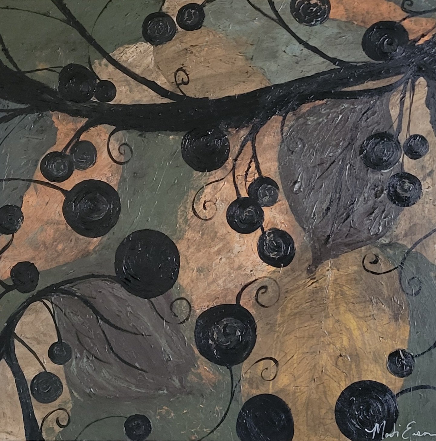 "Whimsical Vines" Acrylic paint on canvas-36" x 36"