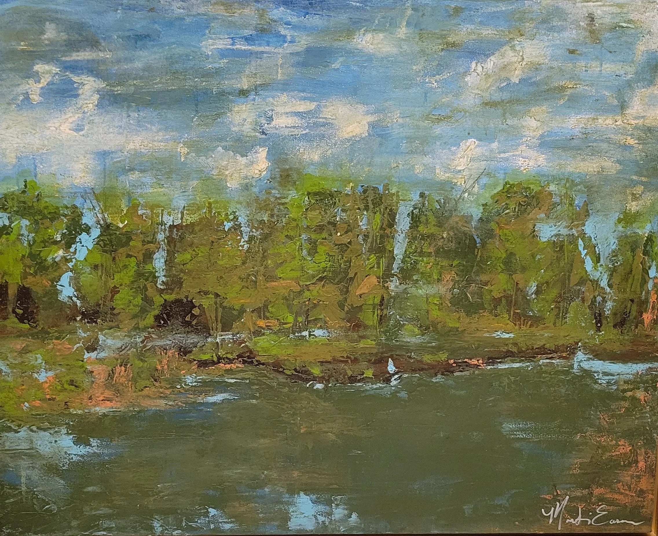 "Racoon Creek Influence" Acrylic paint on canvas-30"x 24"