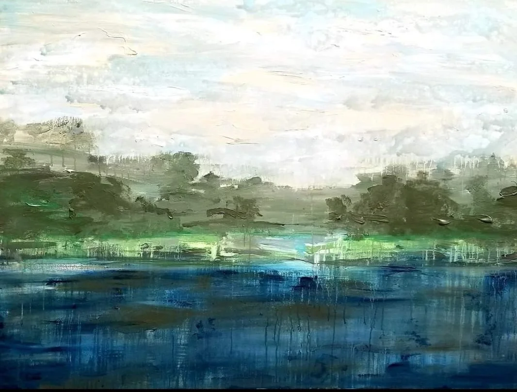 "Still Water" Acrylic paint on canvas- 36"x 48" Exhibited at Blue Line Arts Gallery 's Membership Medley Show (Roseville, CA)- 2020 (NFS-Private collection)