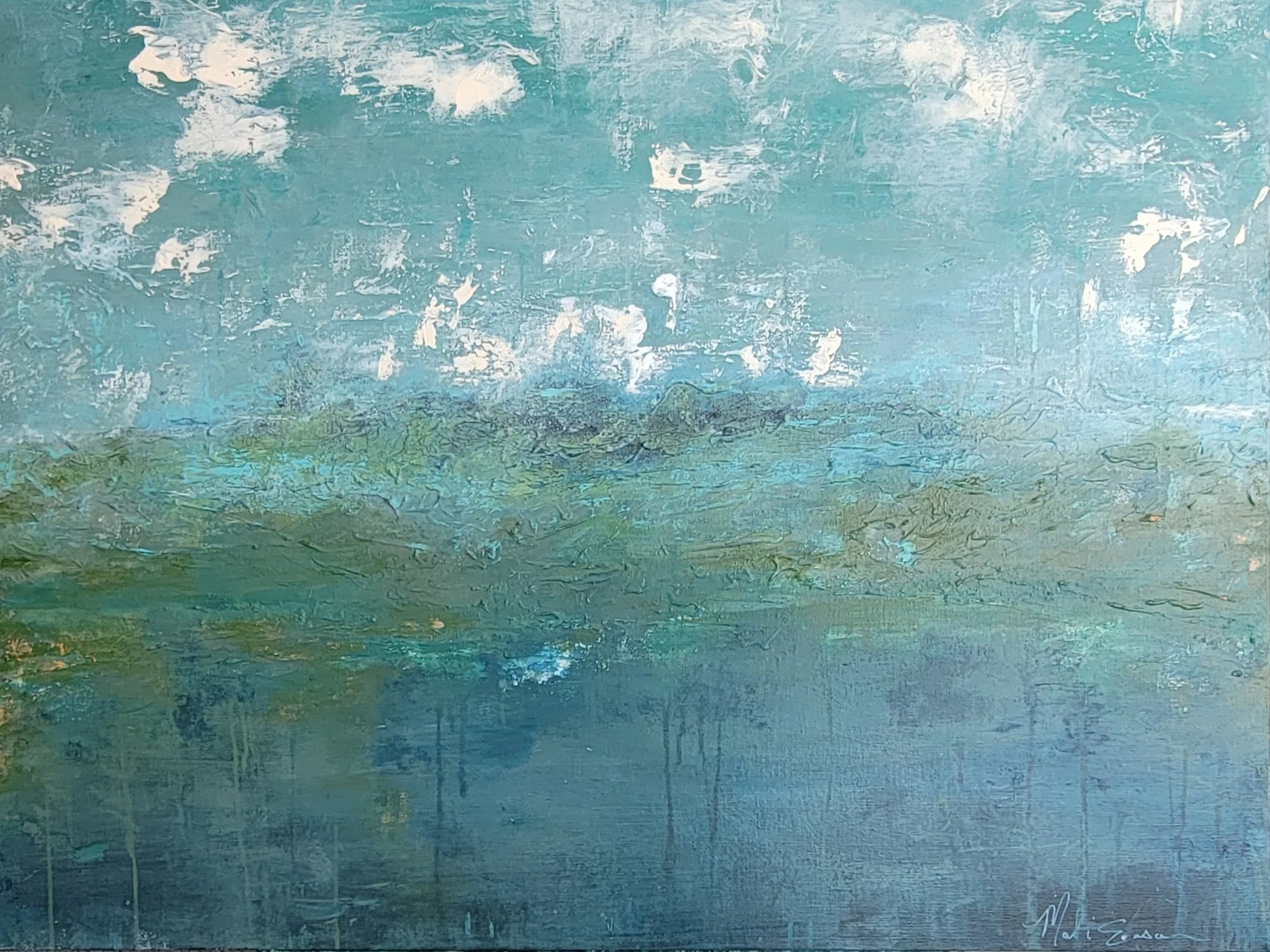 "Shades of Ocean" Acrylic paint on canvas-30"x 40"