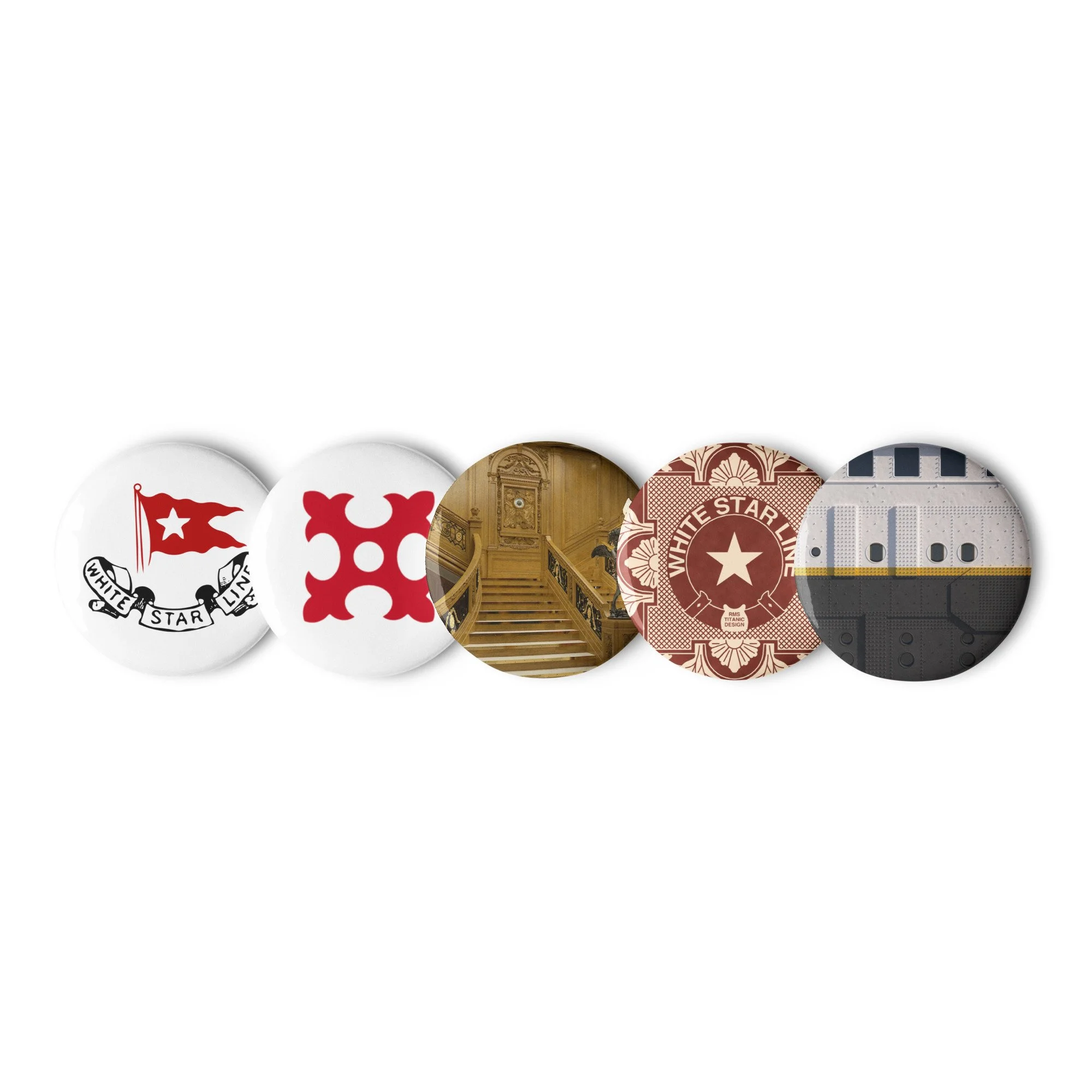 Set of Titanic pin buttons