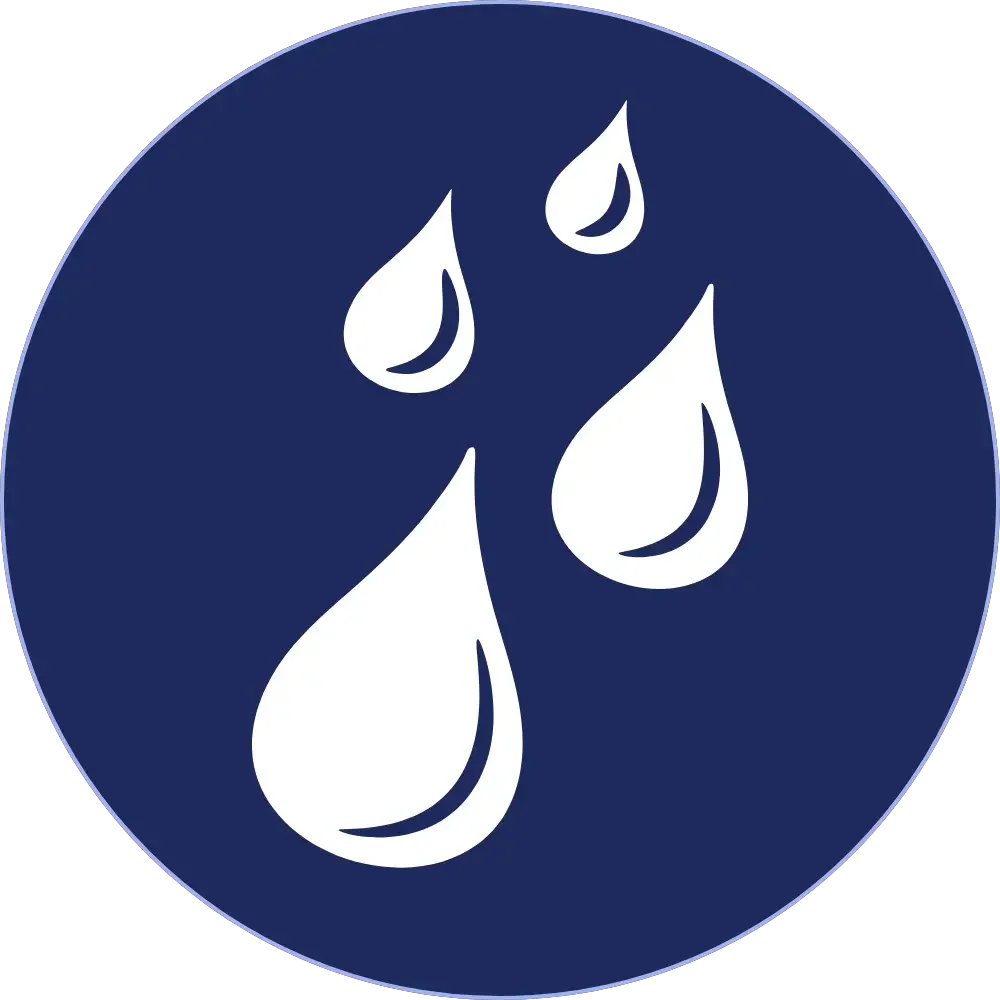 Water icon with four droplets of varying sizes.