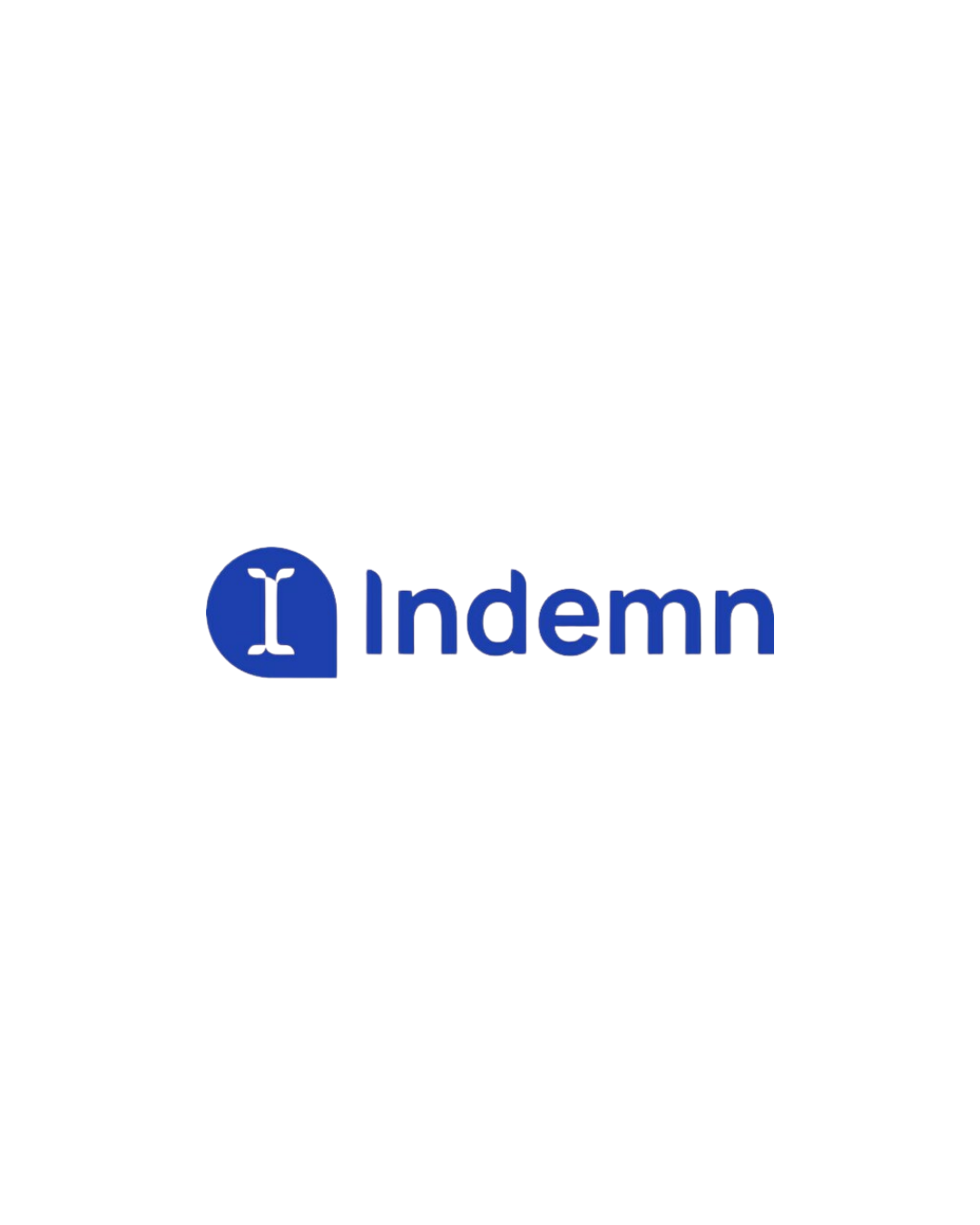 A sci-fi style logo with a blue microphone icon and the word 'Indem' in blue 3D text with a shadow effect