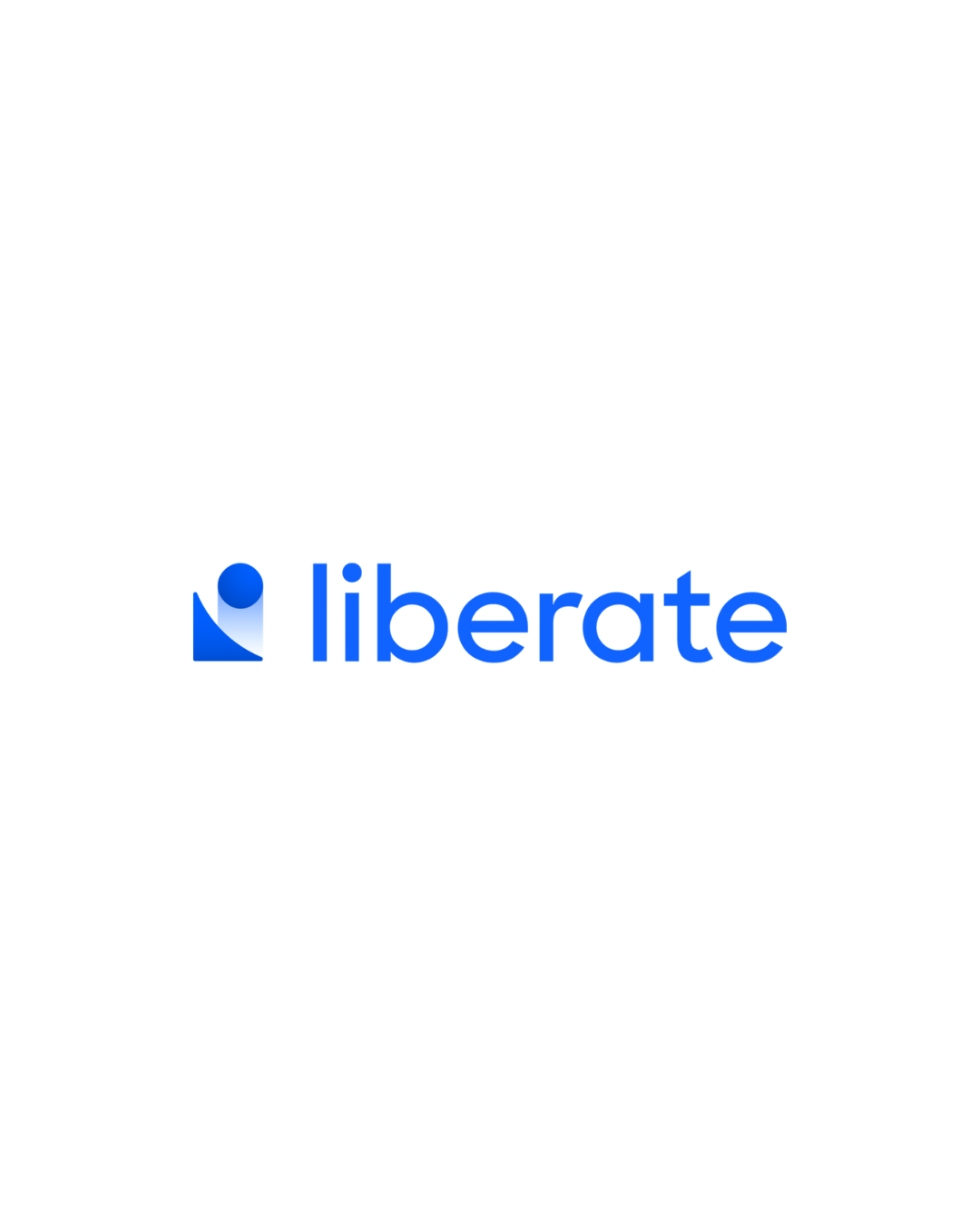 Logo of Liberate, composed of a blue icon resembling a person, with the word 'liberate' in lowercase blue letters.