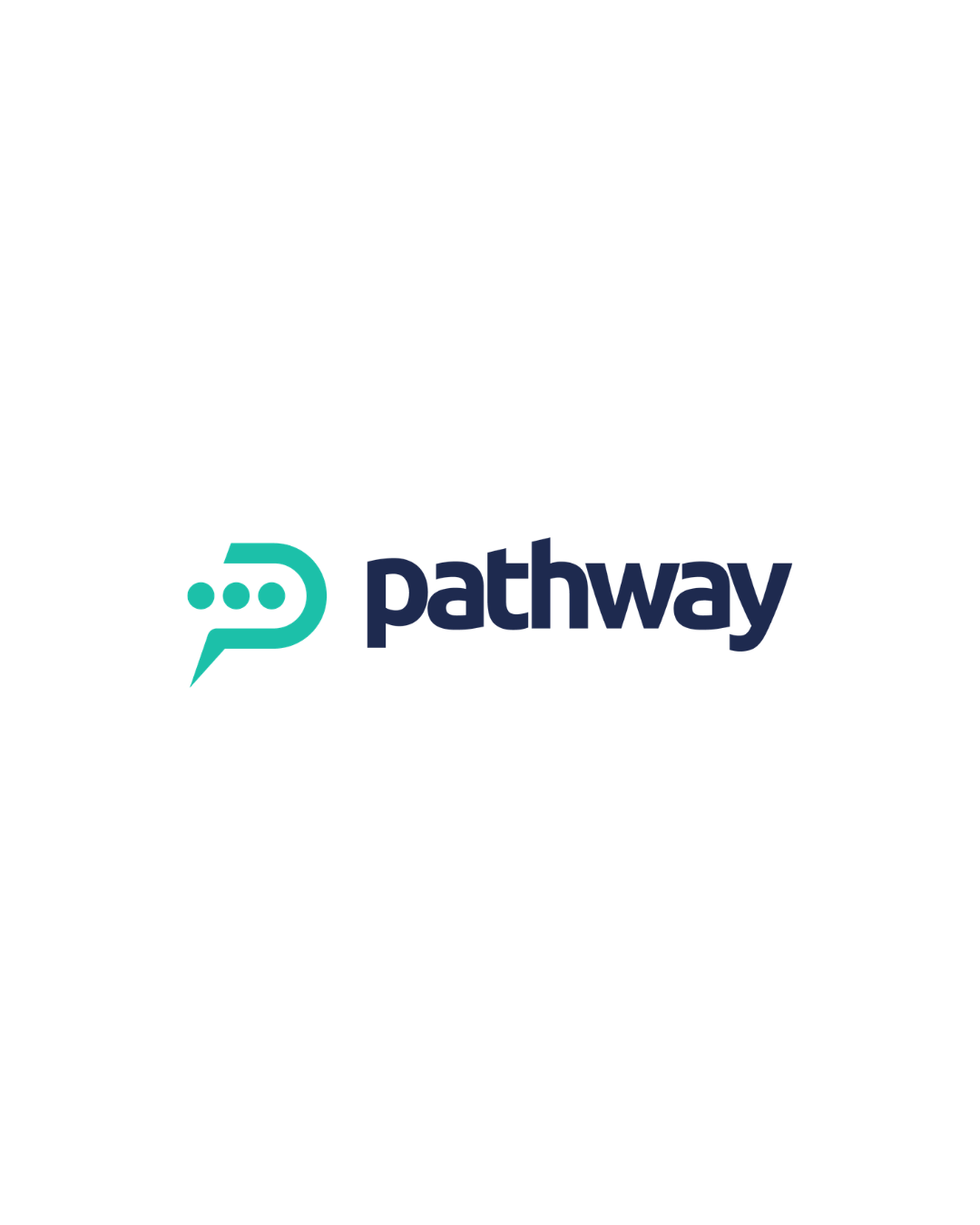 Pathway logo with a chat icon and the word 'pathway' in blue text.