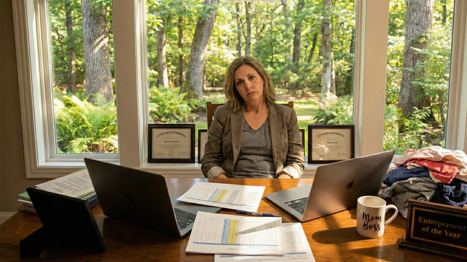 overworked entrepreneur mom