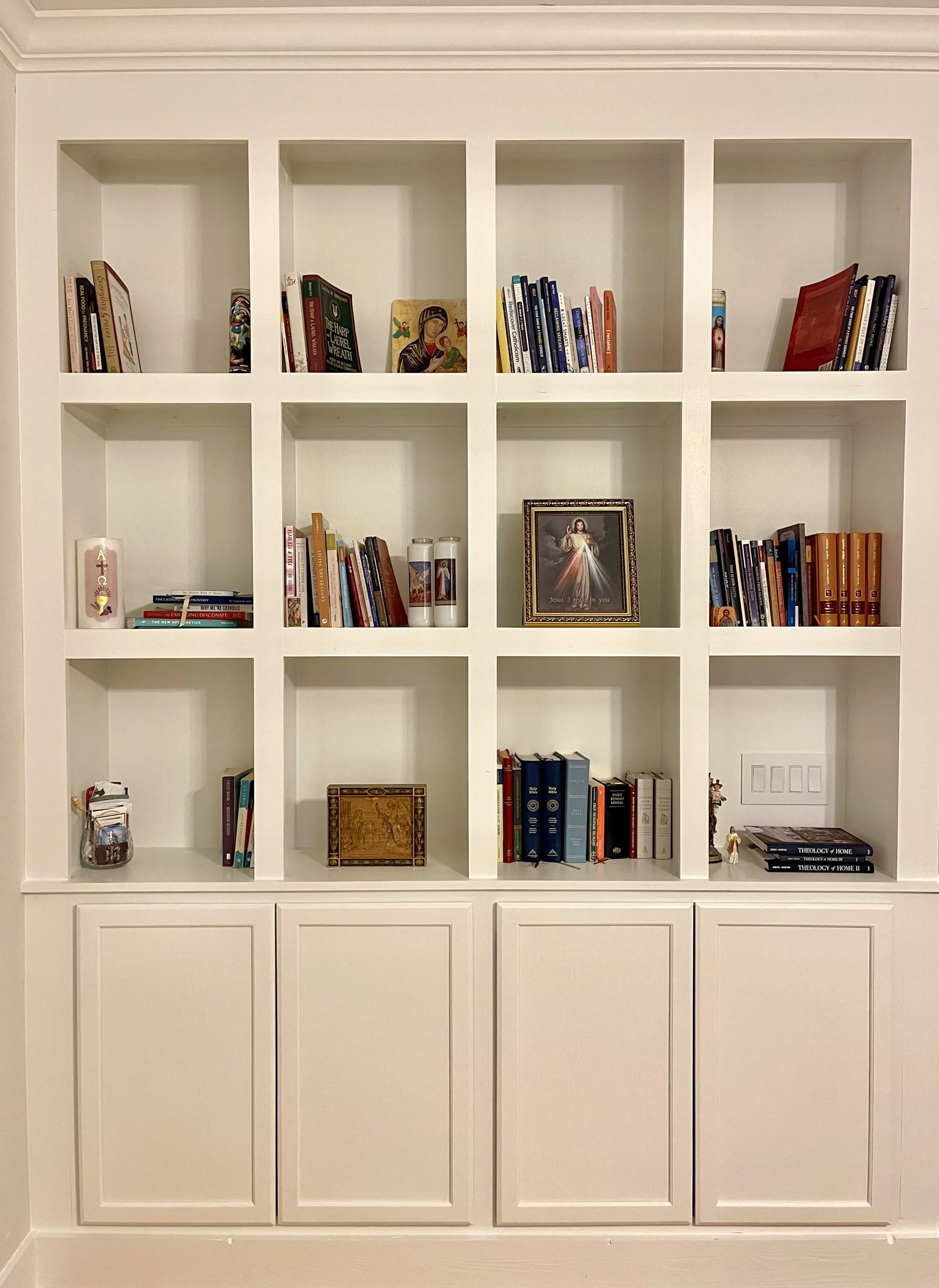 built in shelves made by the good tree