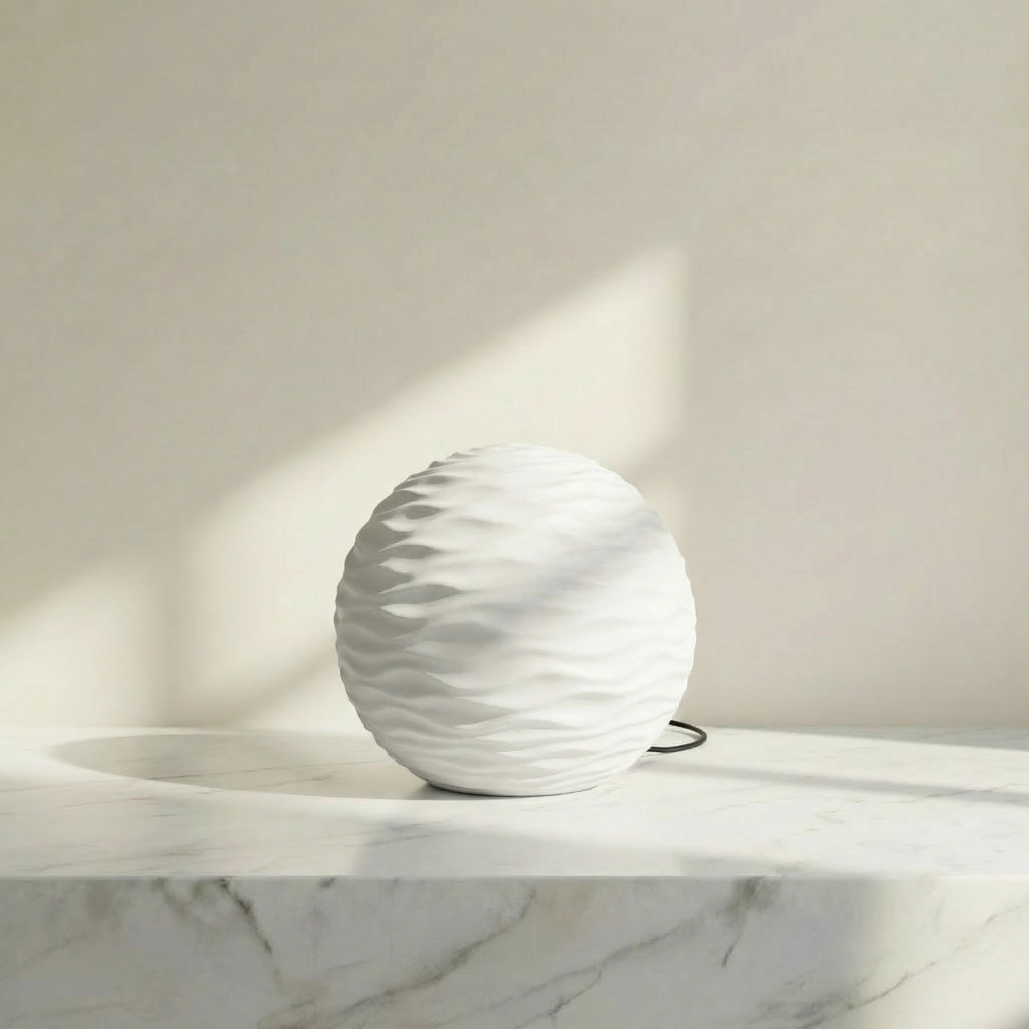 Rare Ceramic Ripple Globe Lamp (Large)