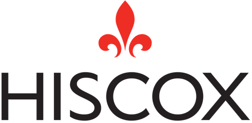 Hiscox logo with red fleur-de-lis above the word 'Hiscox' in black.