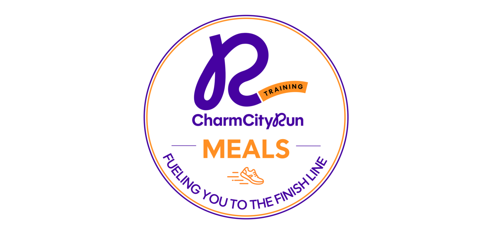 Charm City Run logo with a stylized running shoe and tagline 'Fueling You To The Finish Line' highlighting a focus on running and active lifestyles.