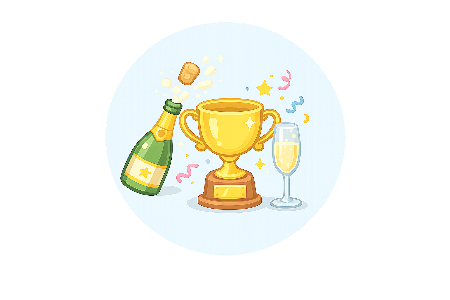 Trophy and celebration representing personalized retirement and milestone songs from Grandma’s Song Shop