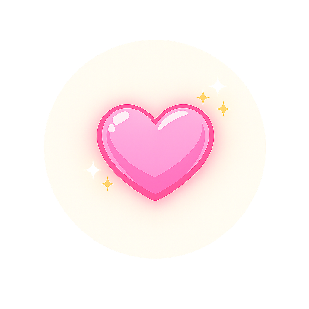 Pink heart representing personalized just-because songs from Grandma’s Song Shop