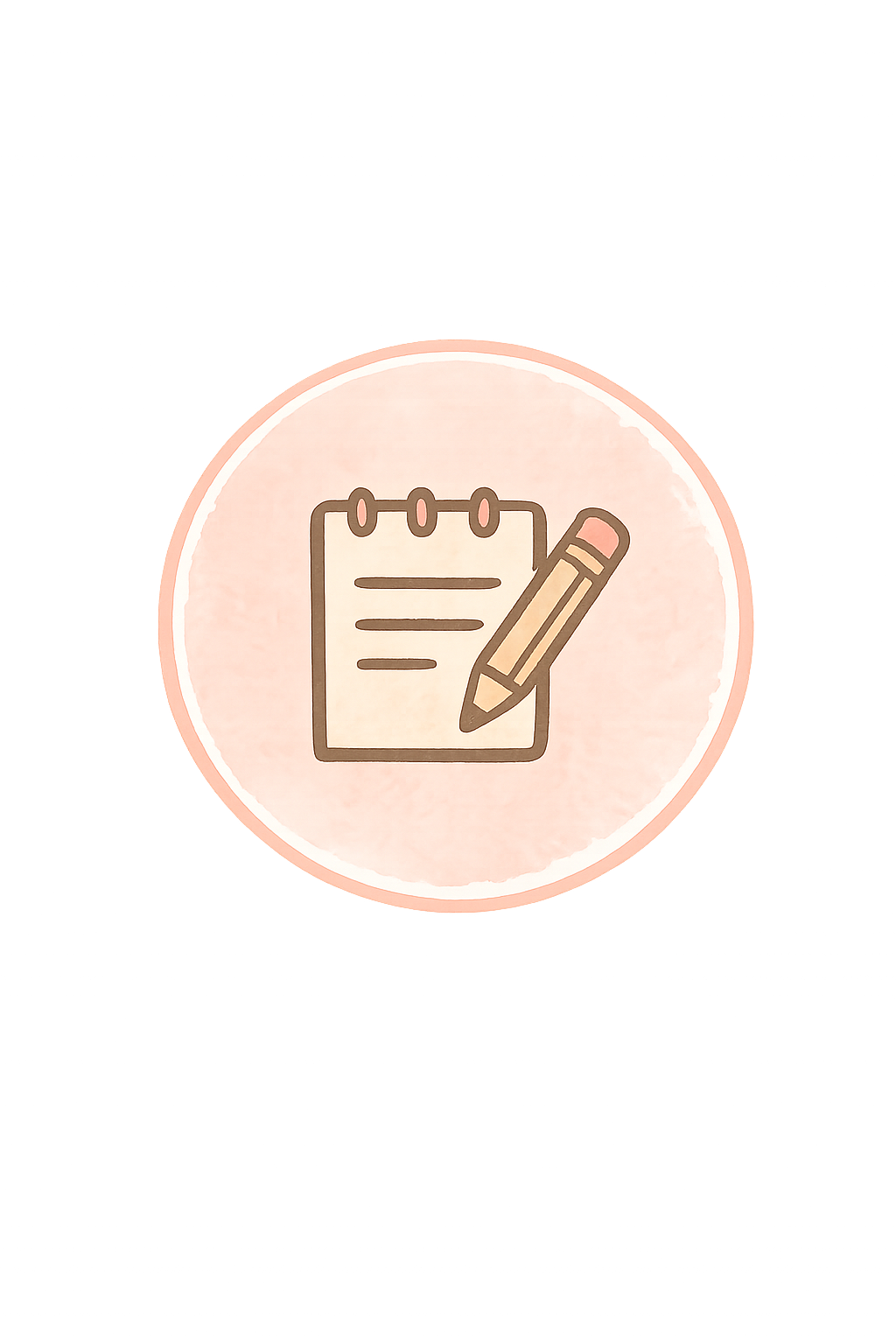 Notebook and pencil icon representing the custom lyrics preview process at Grandma's Song Shop.
