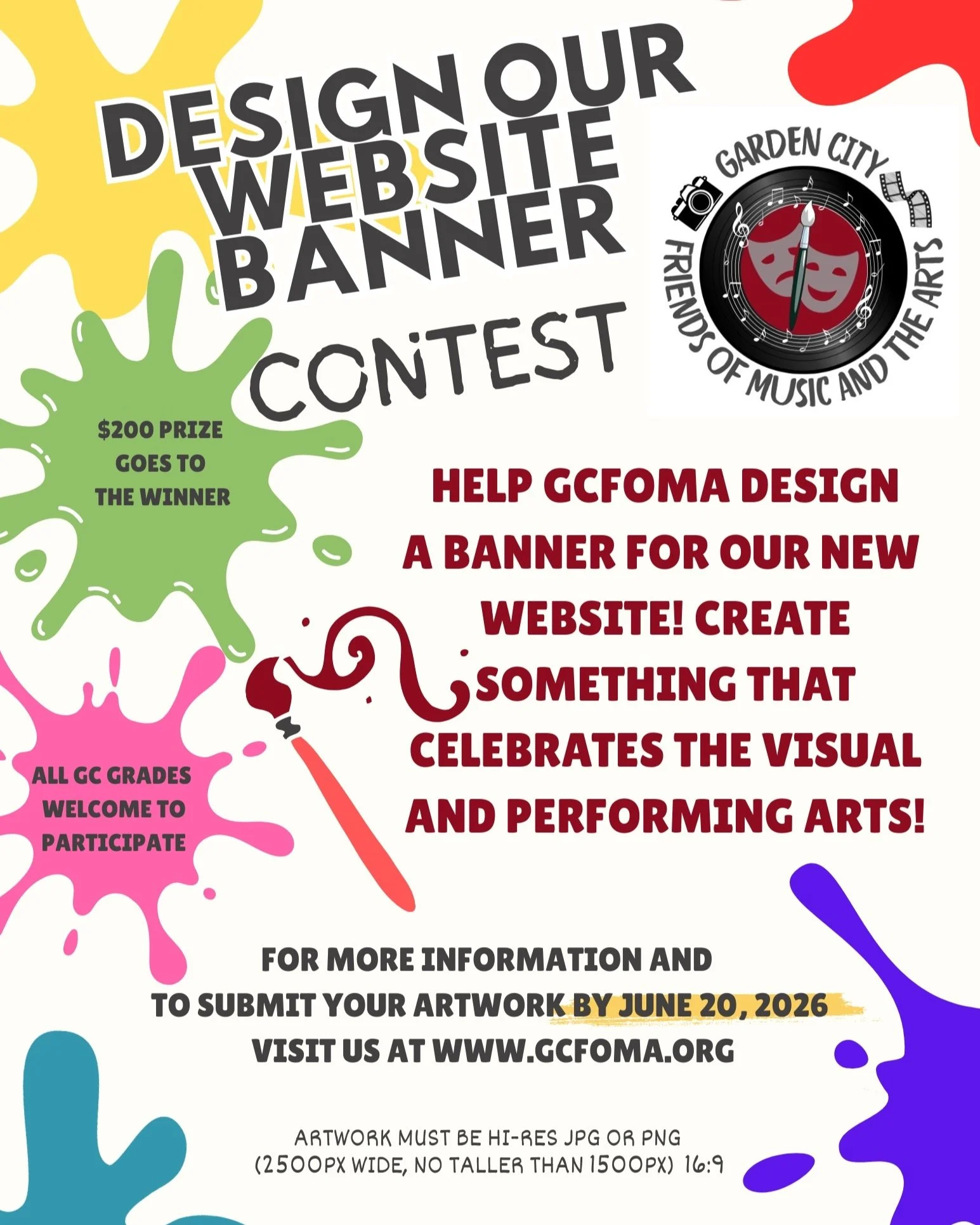Calling All GC students!! Show your creativity by designing a banner for our new website. Submit your banner through the link on our website for a chance to win $200 and have your banner posted on our site for the next year! All submissions are due b