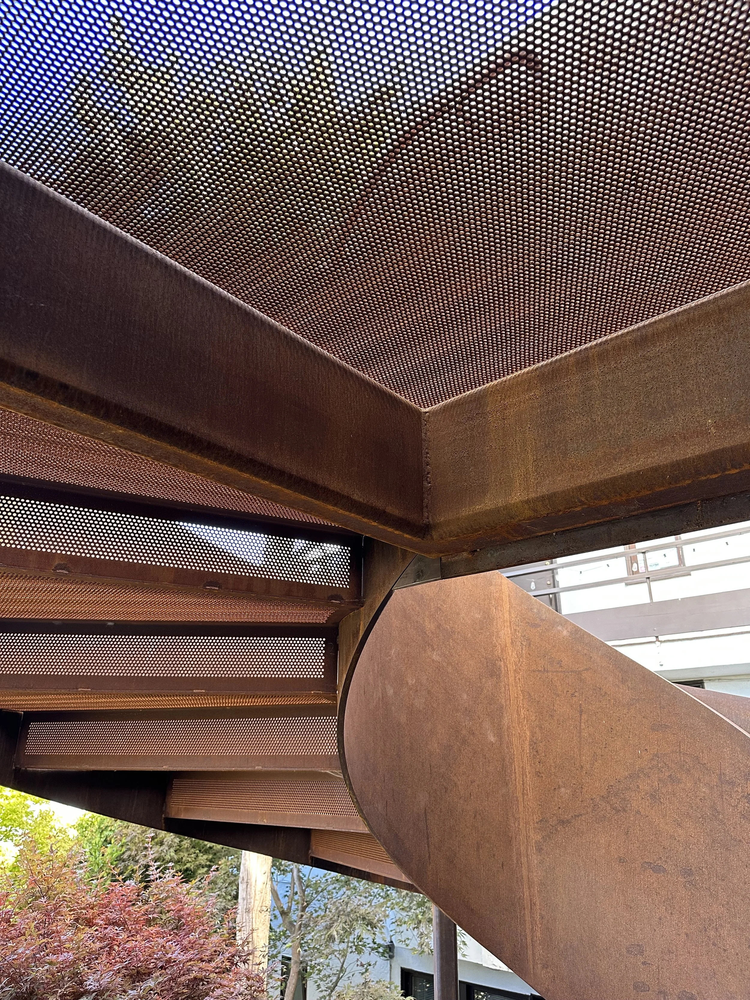 helical stair with perforated treads