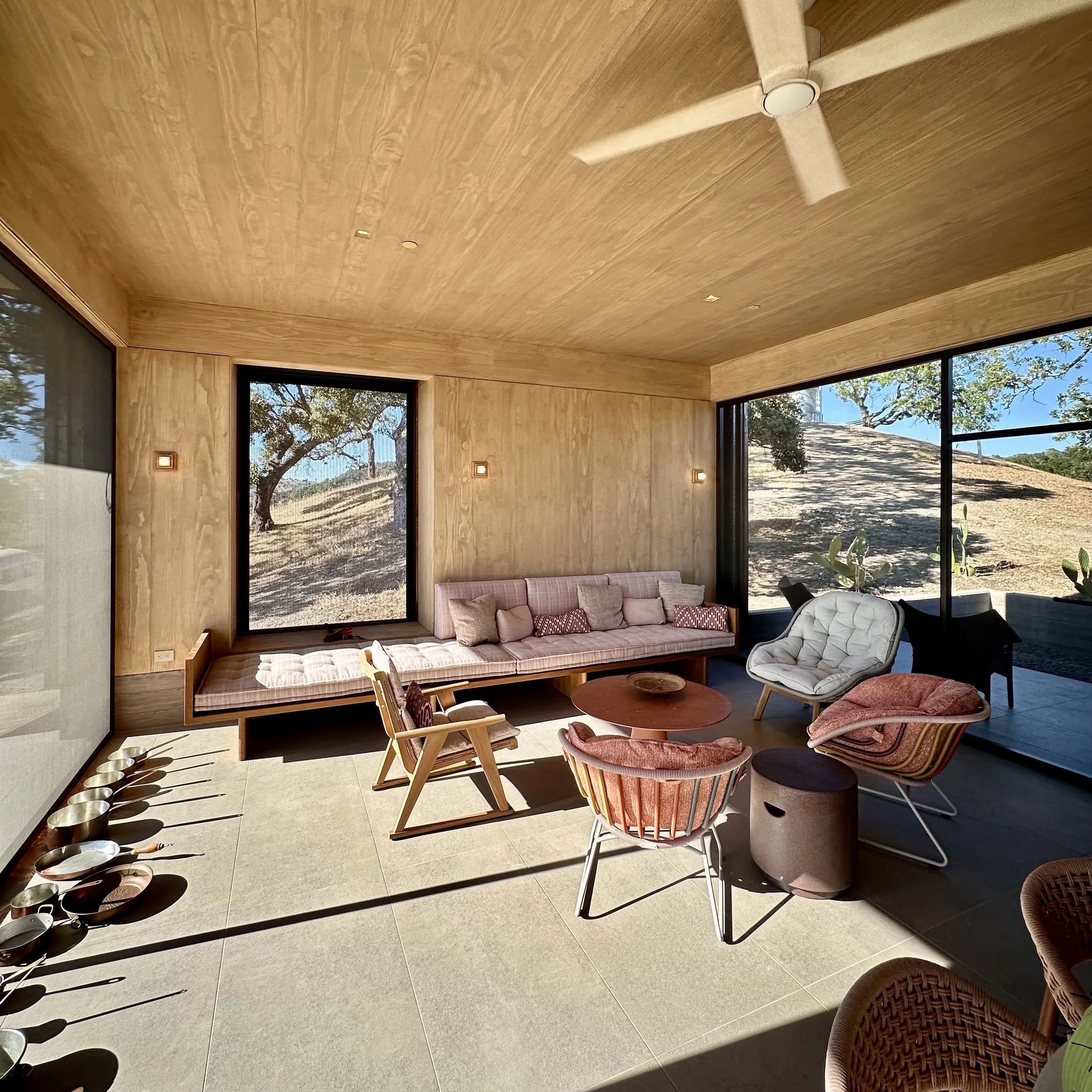 Screen Porch interior, with wood finishes