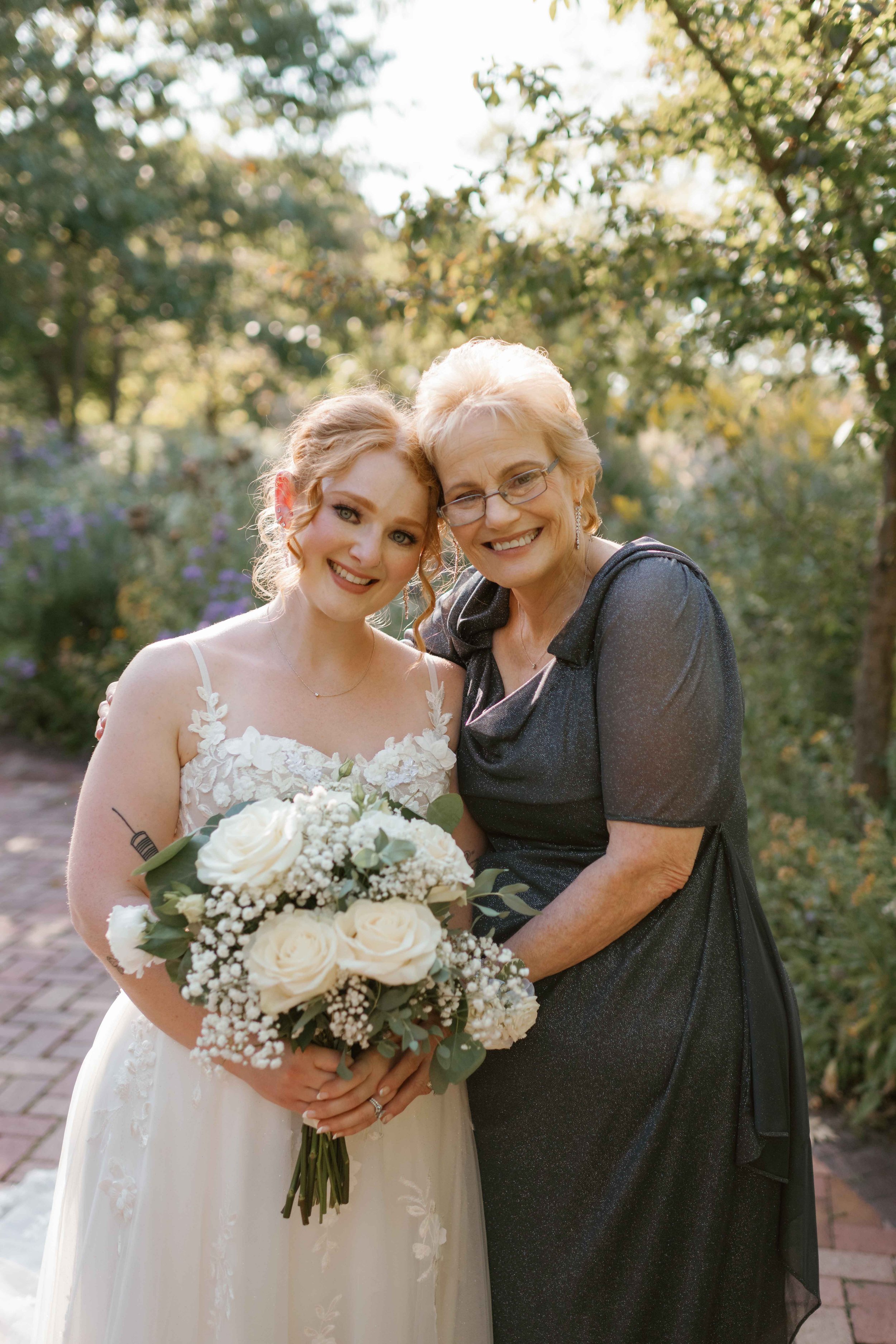 Mother and Daughter on wedding day at Independence Grove IL