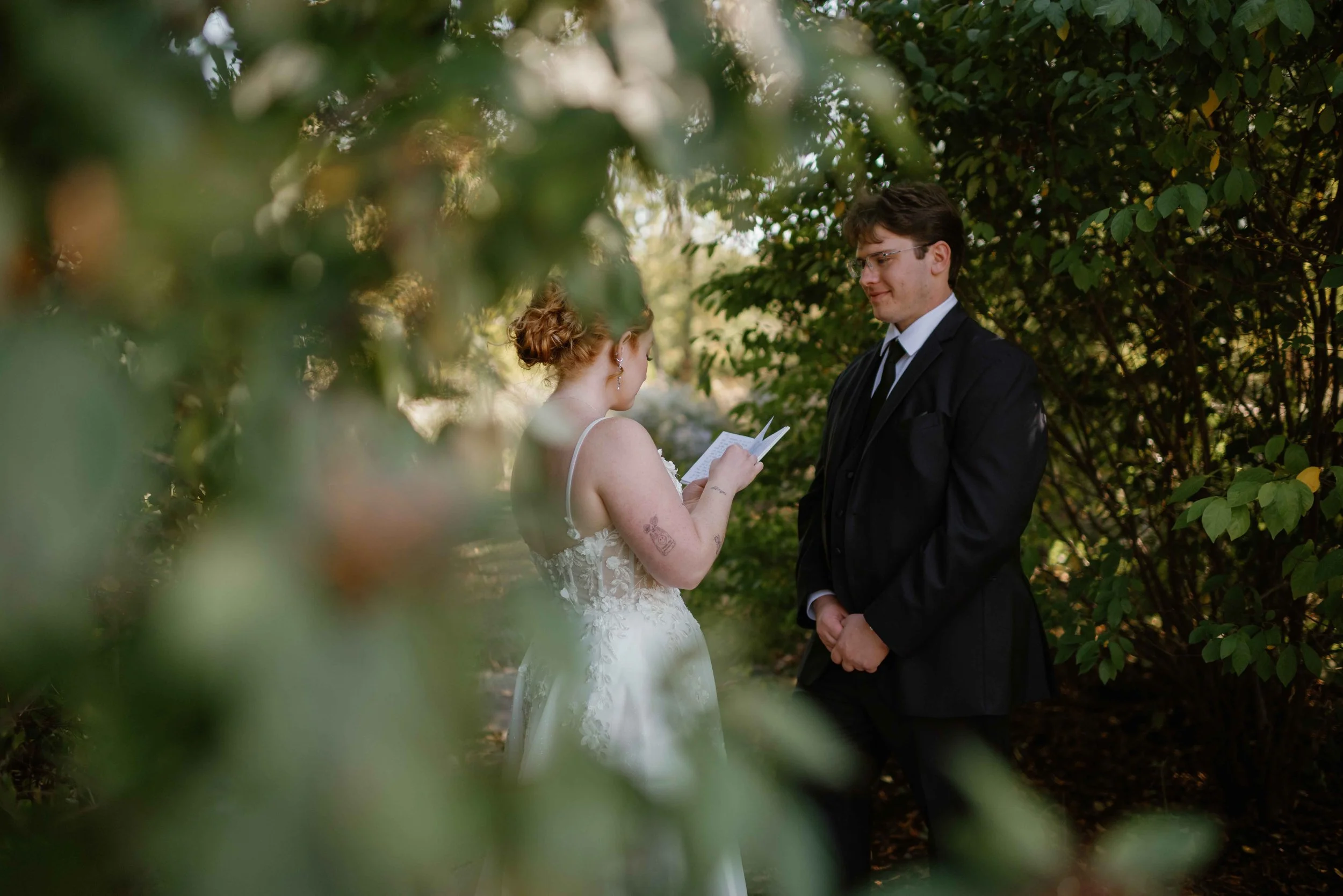 Bride and Groom private vows at Independence Grove Forest Preserve in Libertyville Illinois