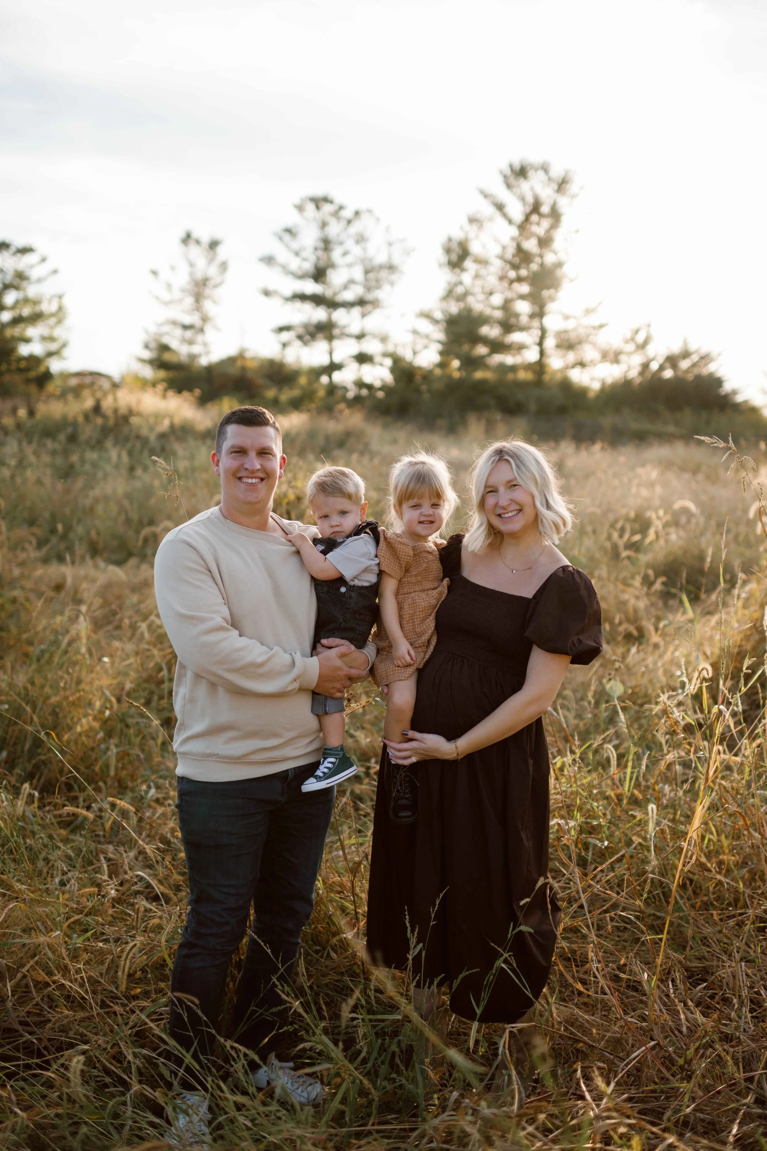 Blackwell Forest Preserve Wheaton Family photo of 4 all looking and smiling