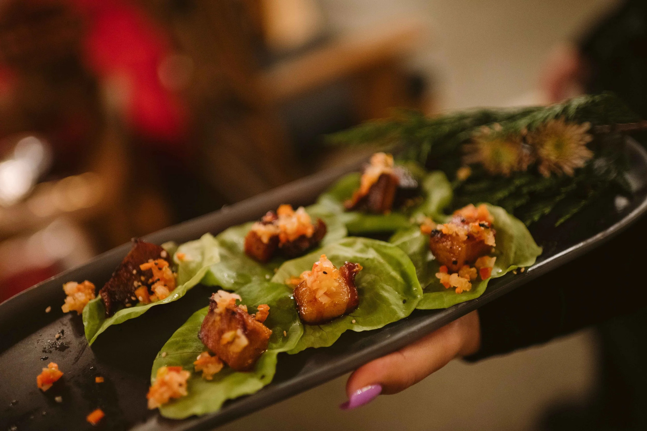 salvage one chicago appetizers lettuce and chicken during cocktail hour