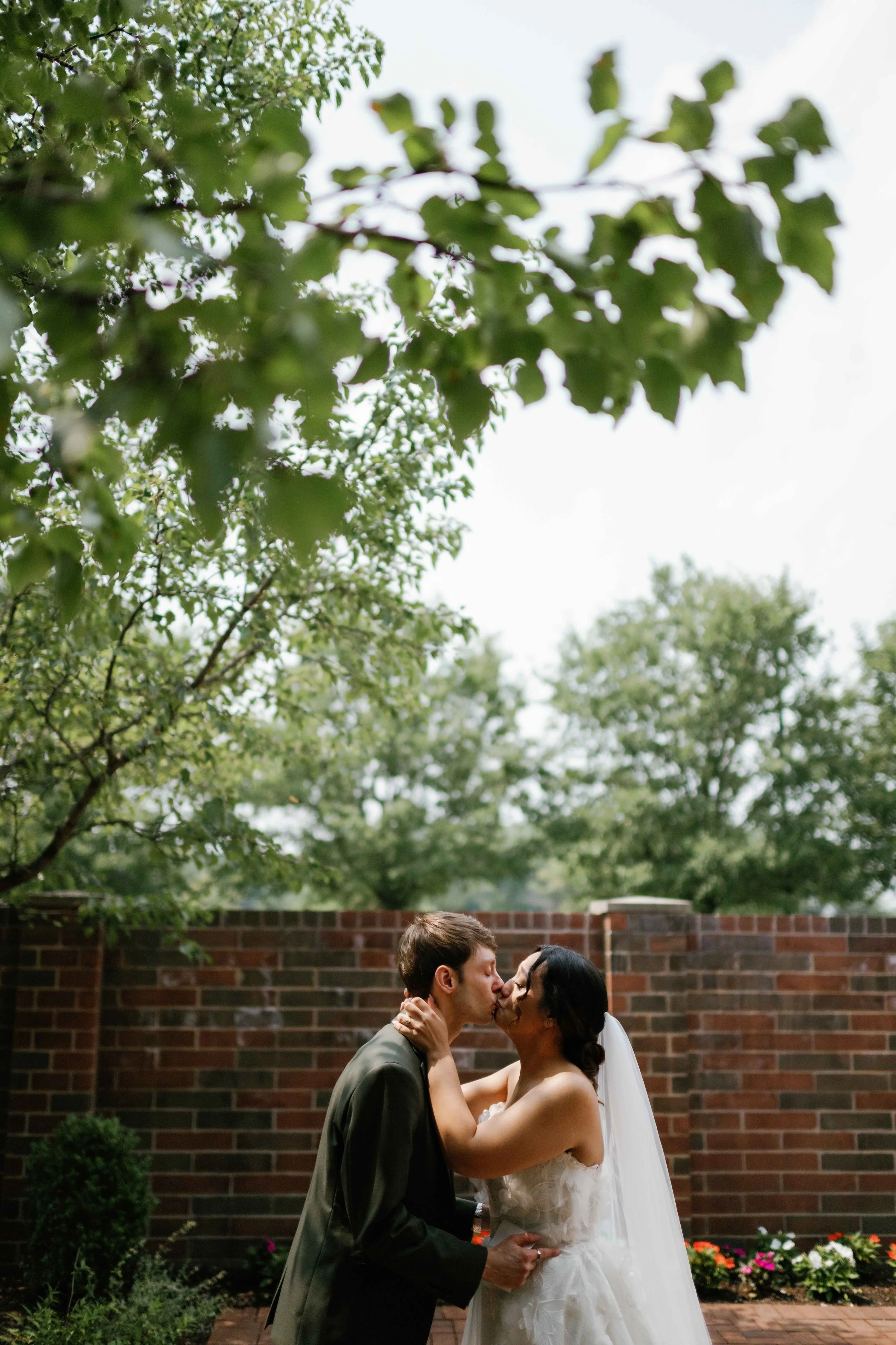 Bride and groom first look at The Crawford in Naperville IL